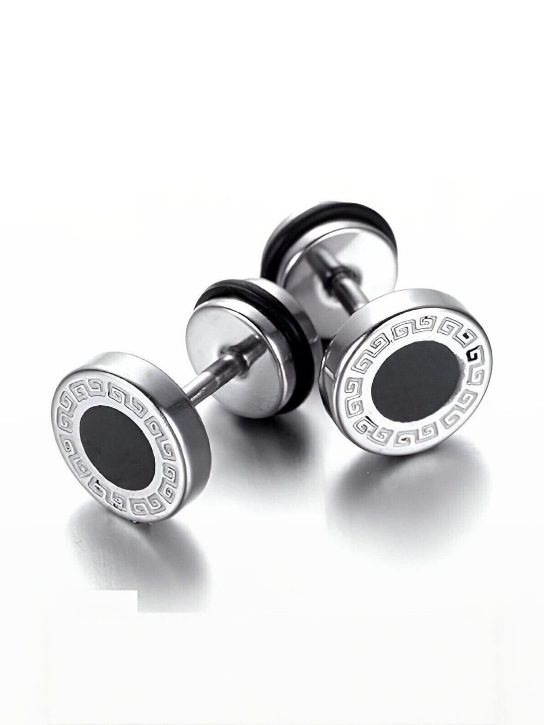 Just Devotional Men Silver Circular Studs