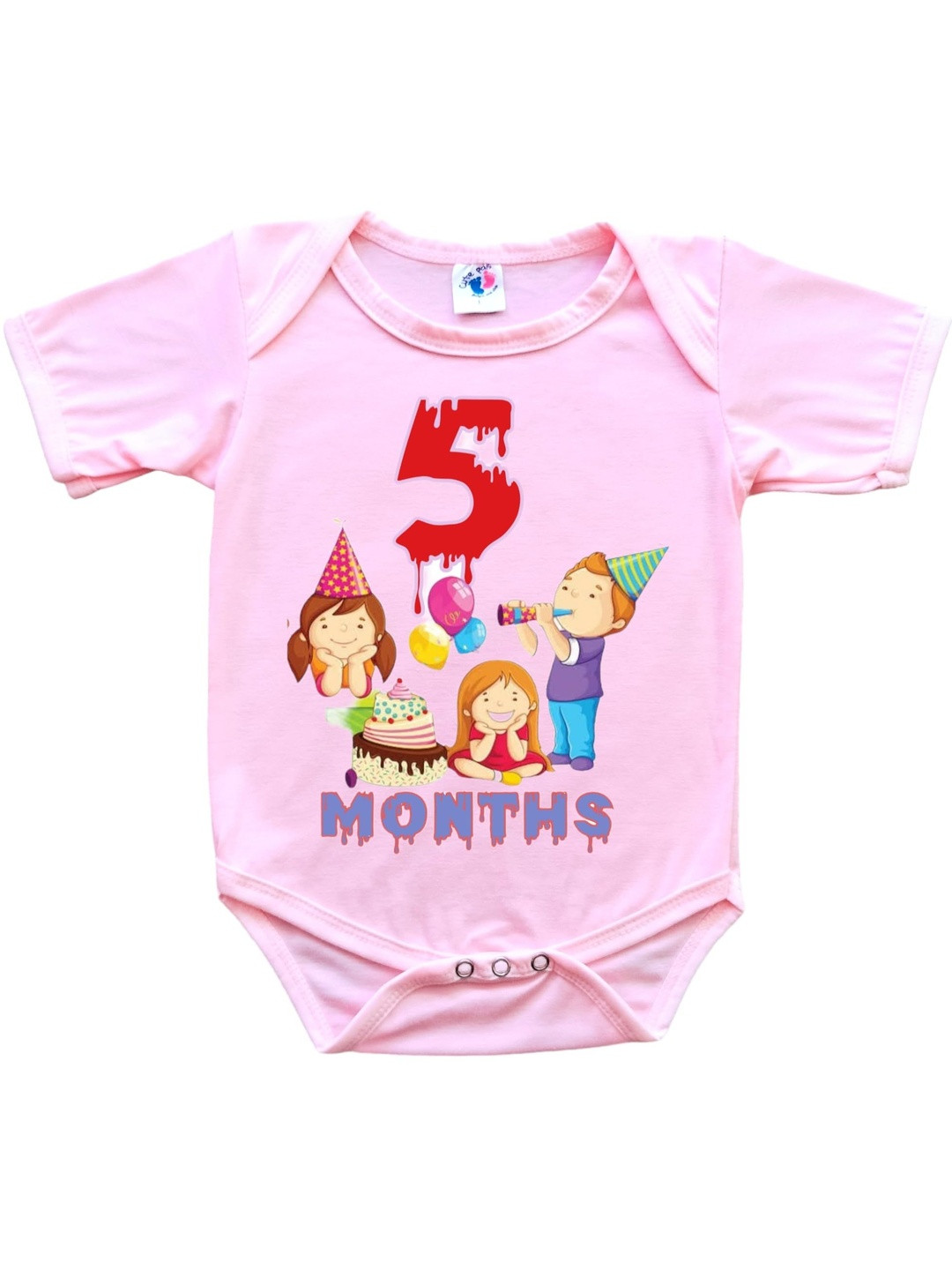 Cute Pals Infants Monthly Milestone 5 Month Birthday Printed Cotton Bodysuit