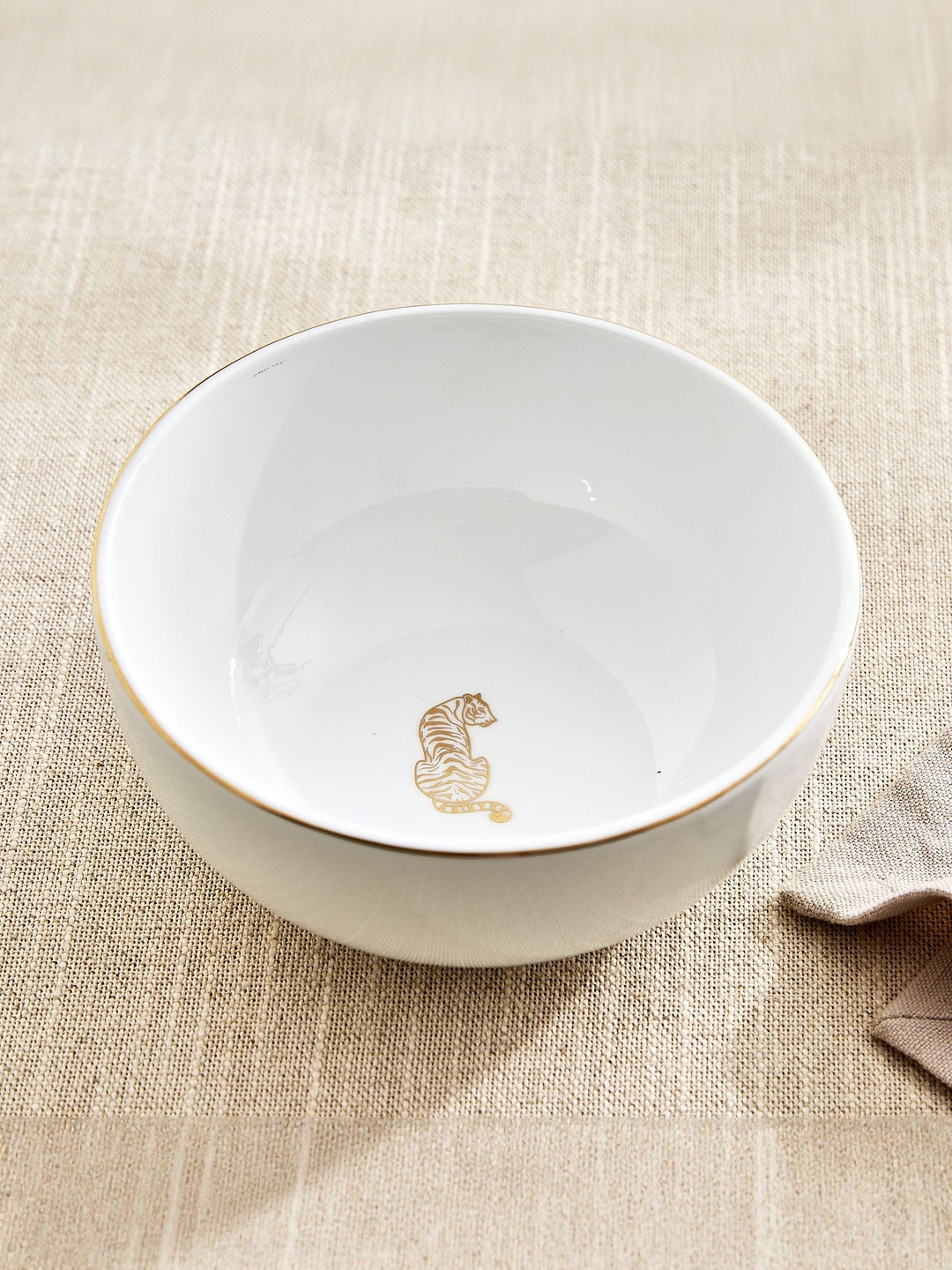 Home Centre Monara White Tiger Fine China Printed Cereal Bowl - 600ml