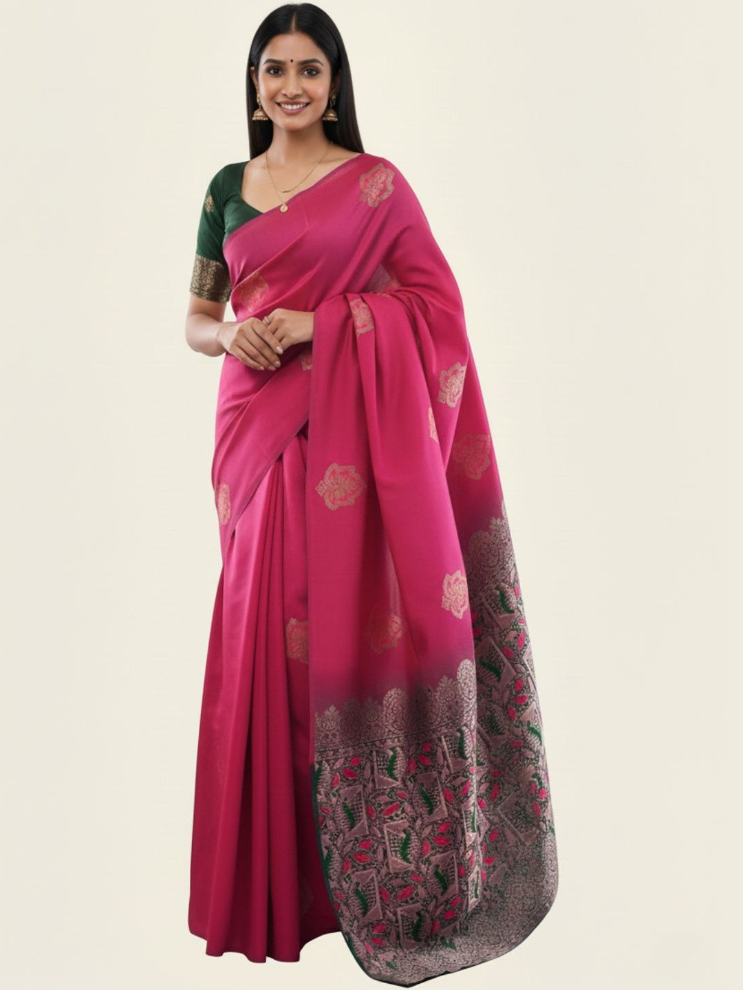 THE WEAVERS SHOP BY RAAVI Ethnic Motifs Zari Art Silk Handloom Banarasi Saree