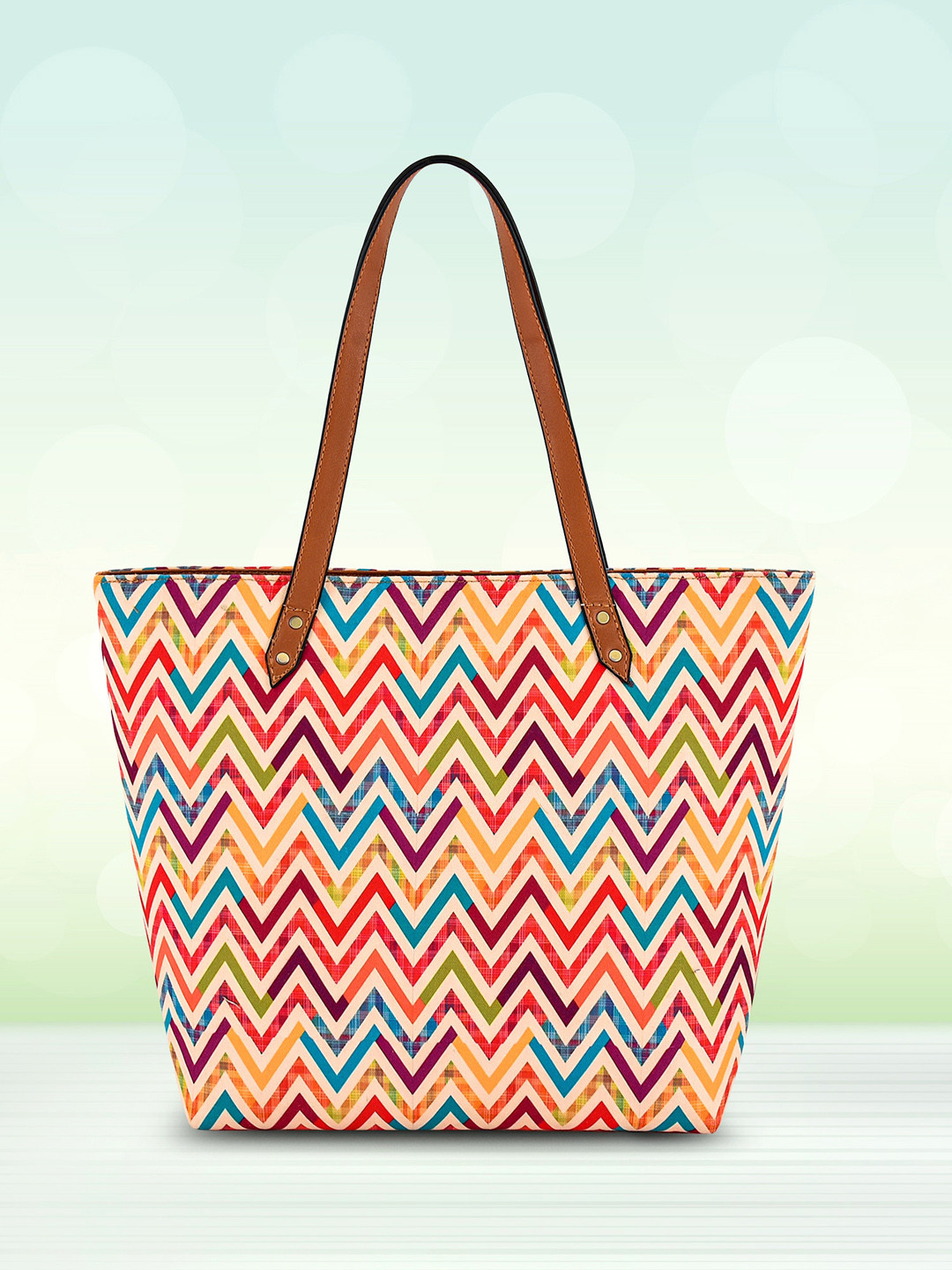 DressBerry Yellow Chevron Printed Oversized Shopper Tote Bag