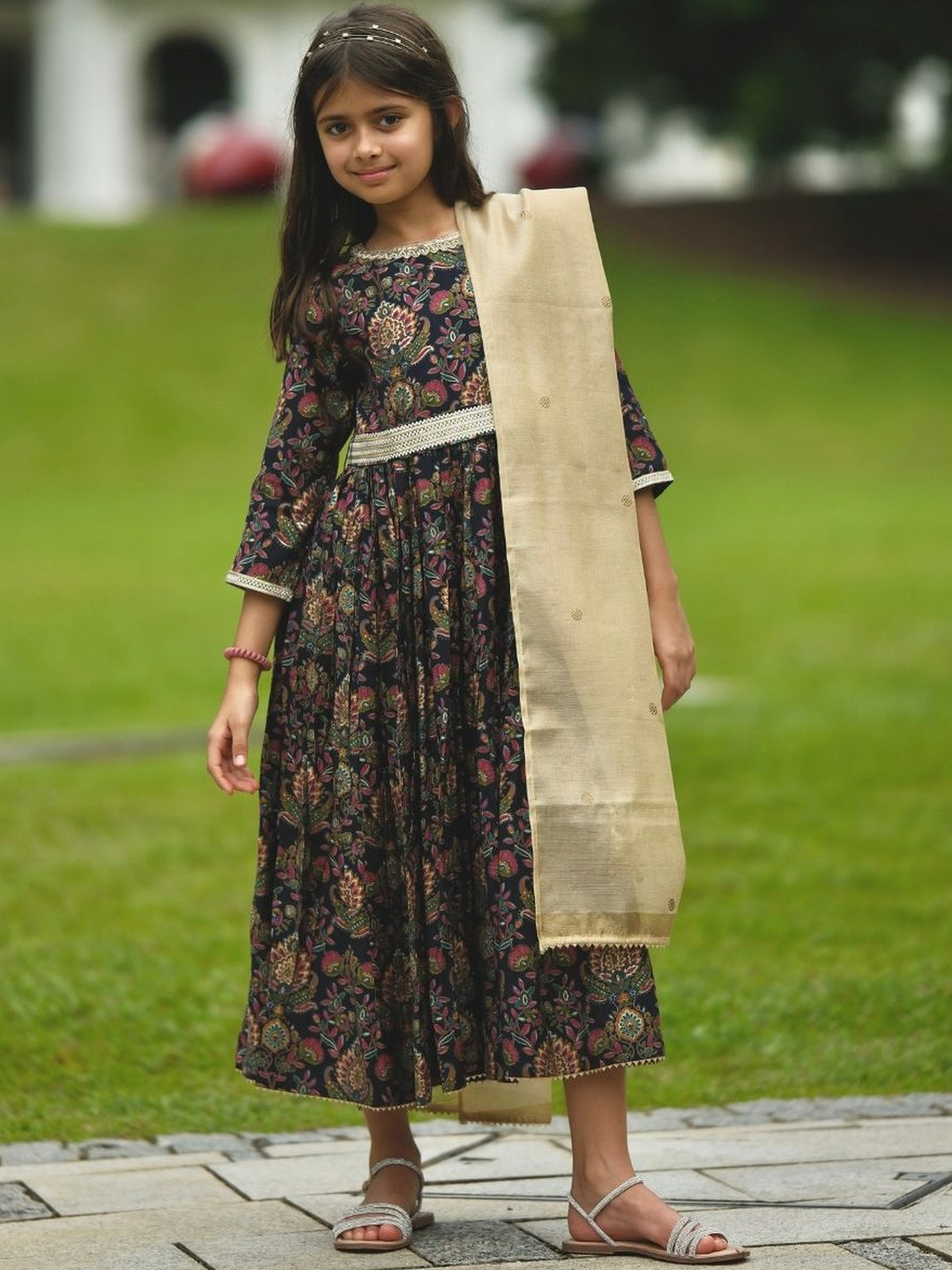 NIMBU Girls Printed Maxi Dresses