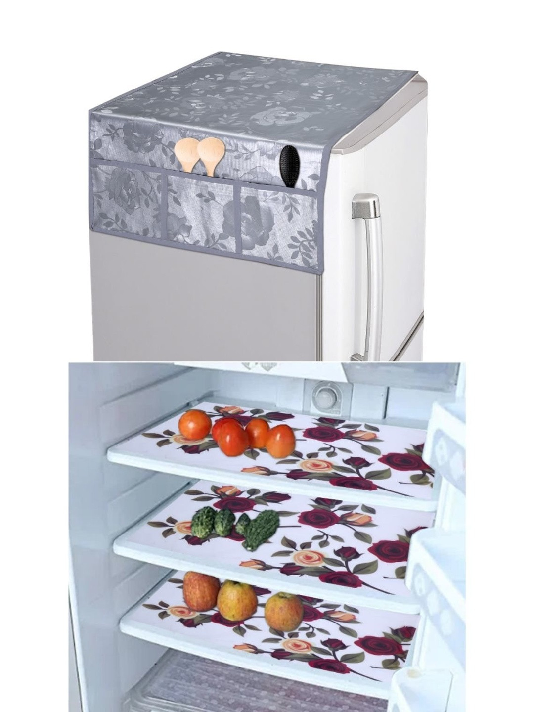 CROSMO Pack of 4 Refrigerator Top Cover and Mat