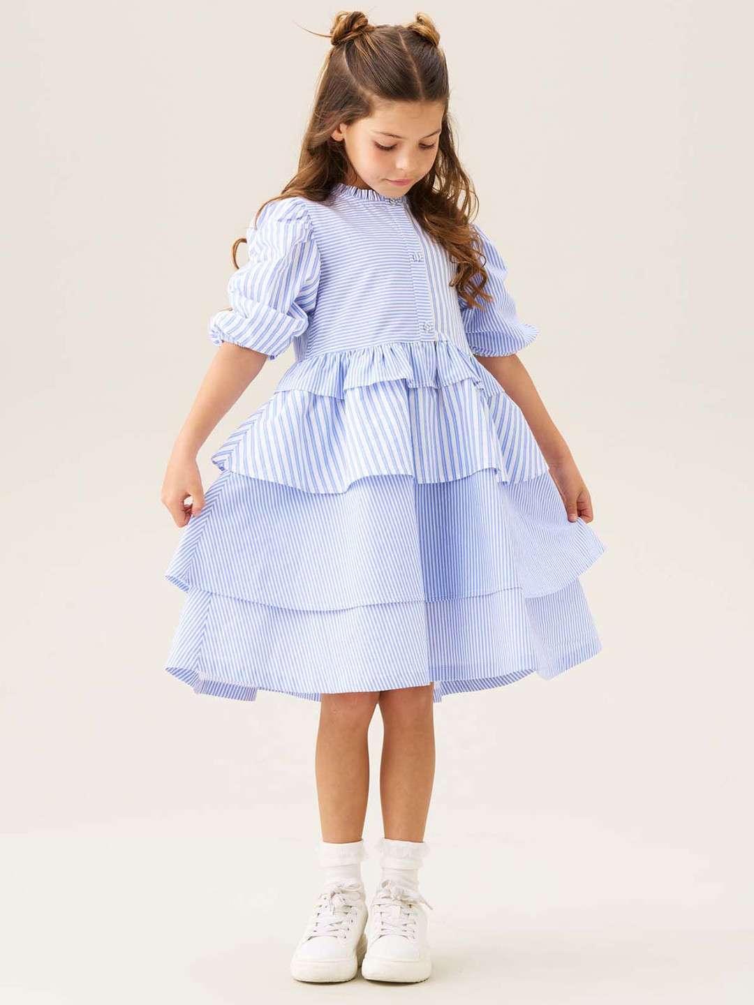 Angel & Rocket Girls Striped Round Neck Round Neck A-Line Mini Dress