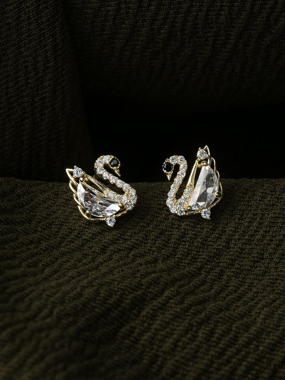Impression jewellery Women 925 Sterling Silver Crystal Swan Stud Earring