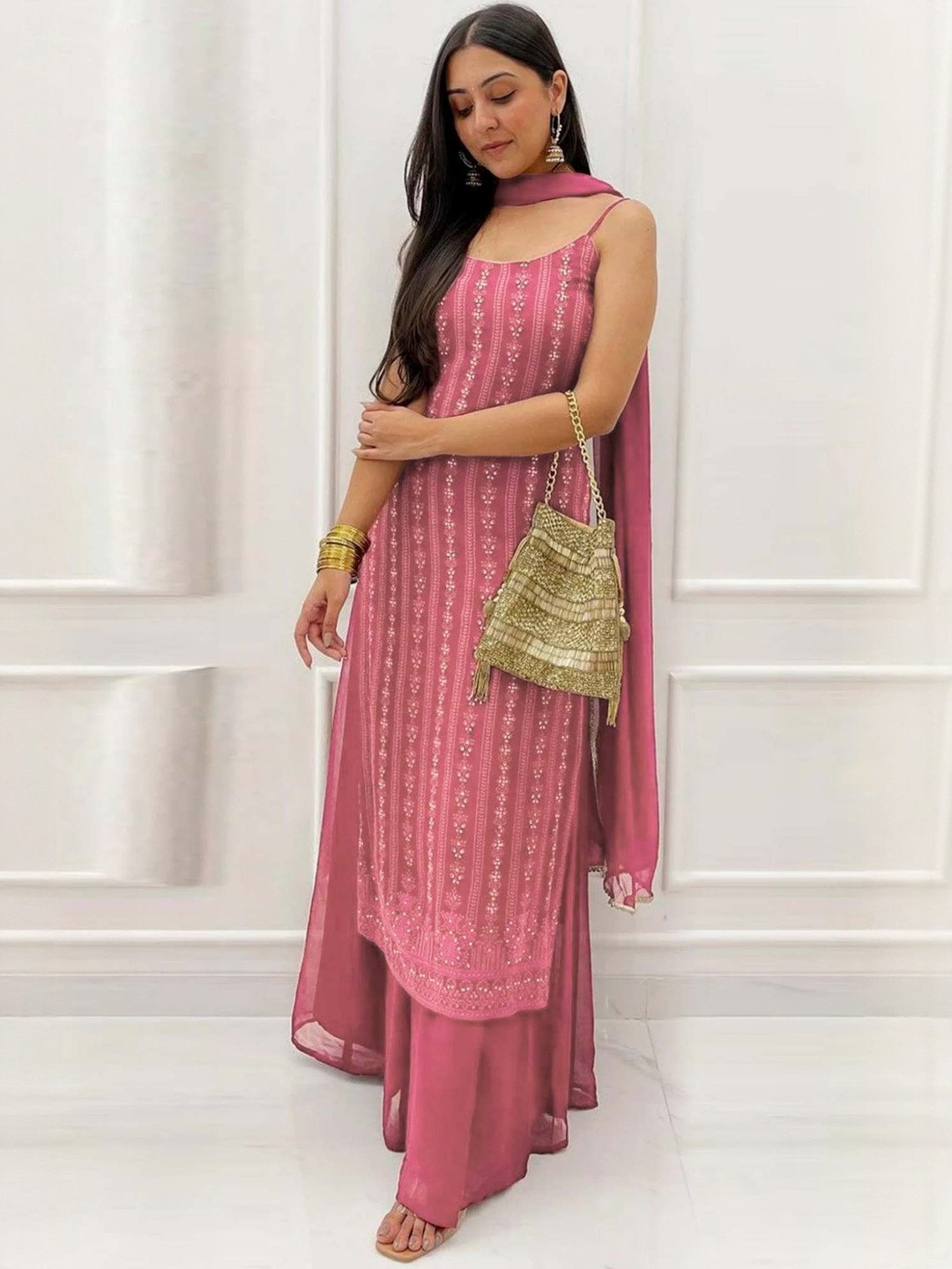 Altecia Women Ethnic Motifs Printed Kurta & Palazzos With Dupatta