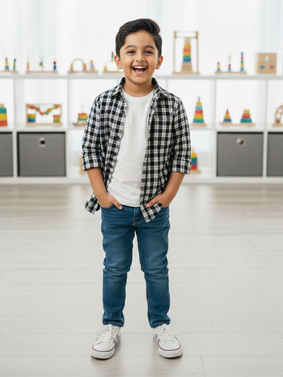 Tiny Toonzzz Boys Standard Buffalo Checks Checked Casual Shirt