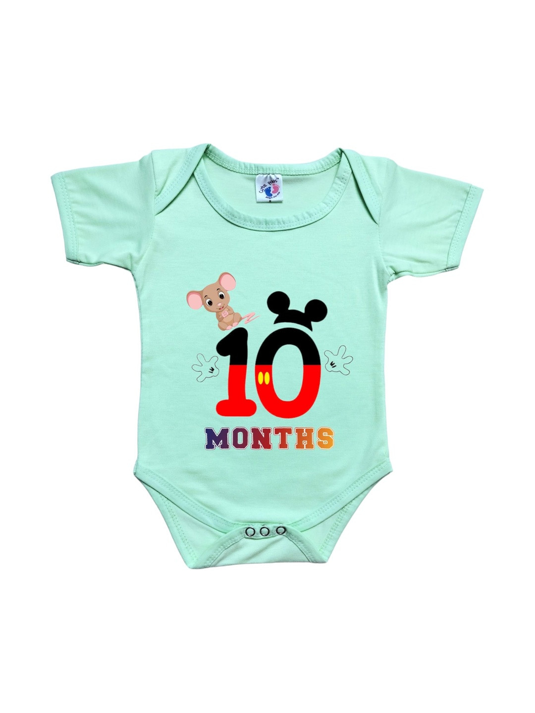 Cute Pals Infants Monthly Milestone Ten Month Birthday Printed Cotton Bodysuit