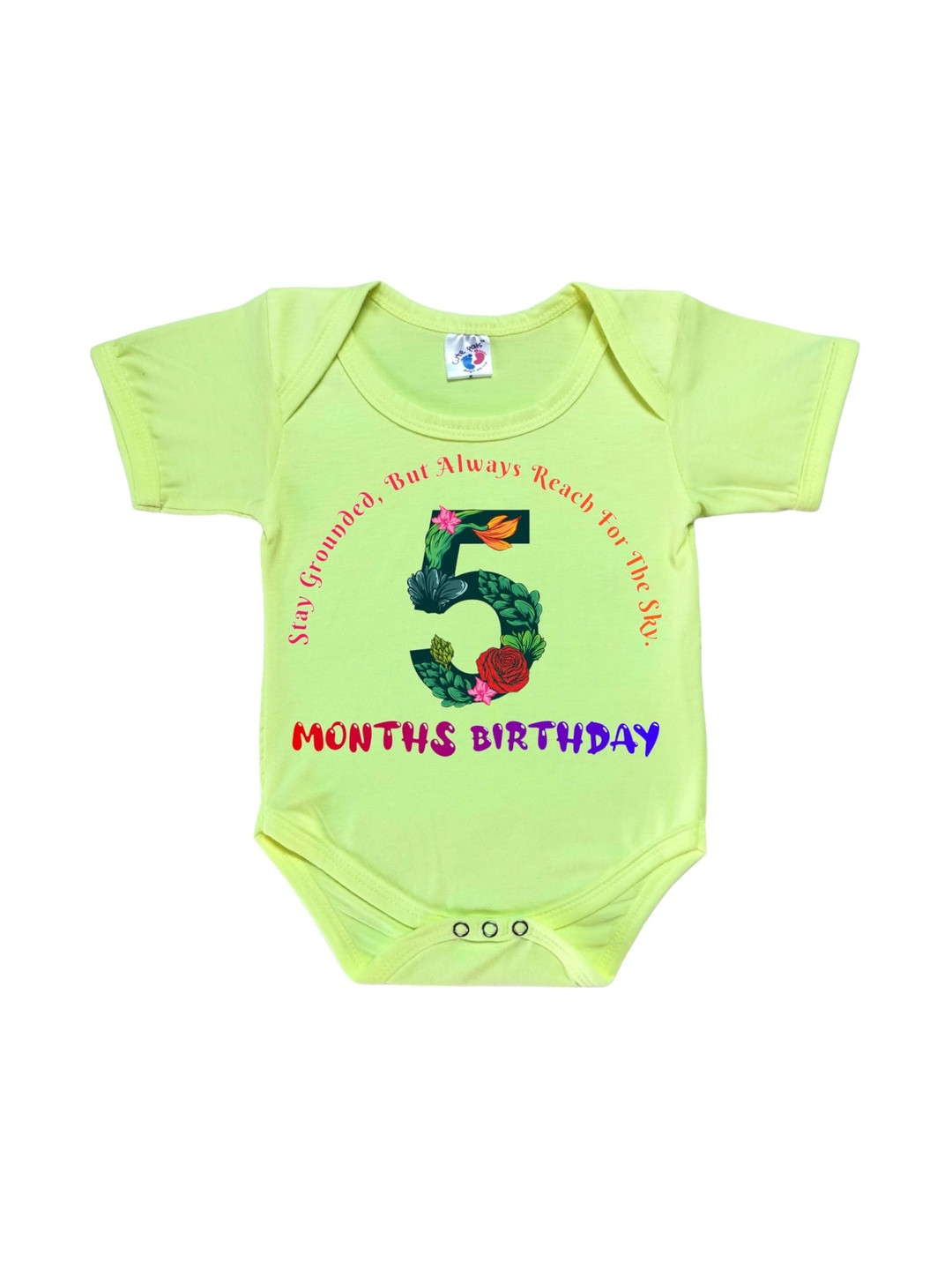 Cute Pals Infants Monthly Milestone Five Months Birthday Printed Cotton Bodysuit