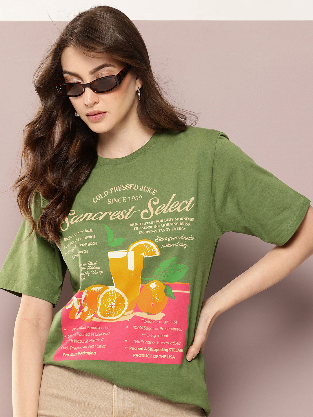DILLINGER Women Printed Round Neck Oversized T-shirt