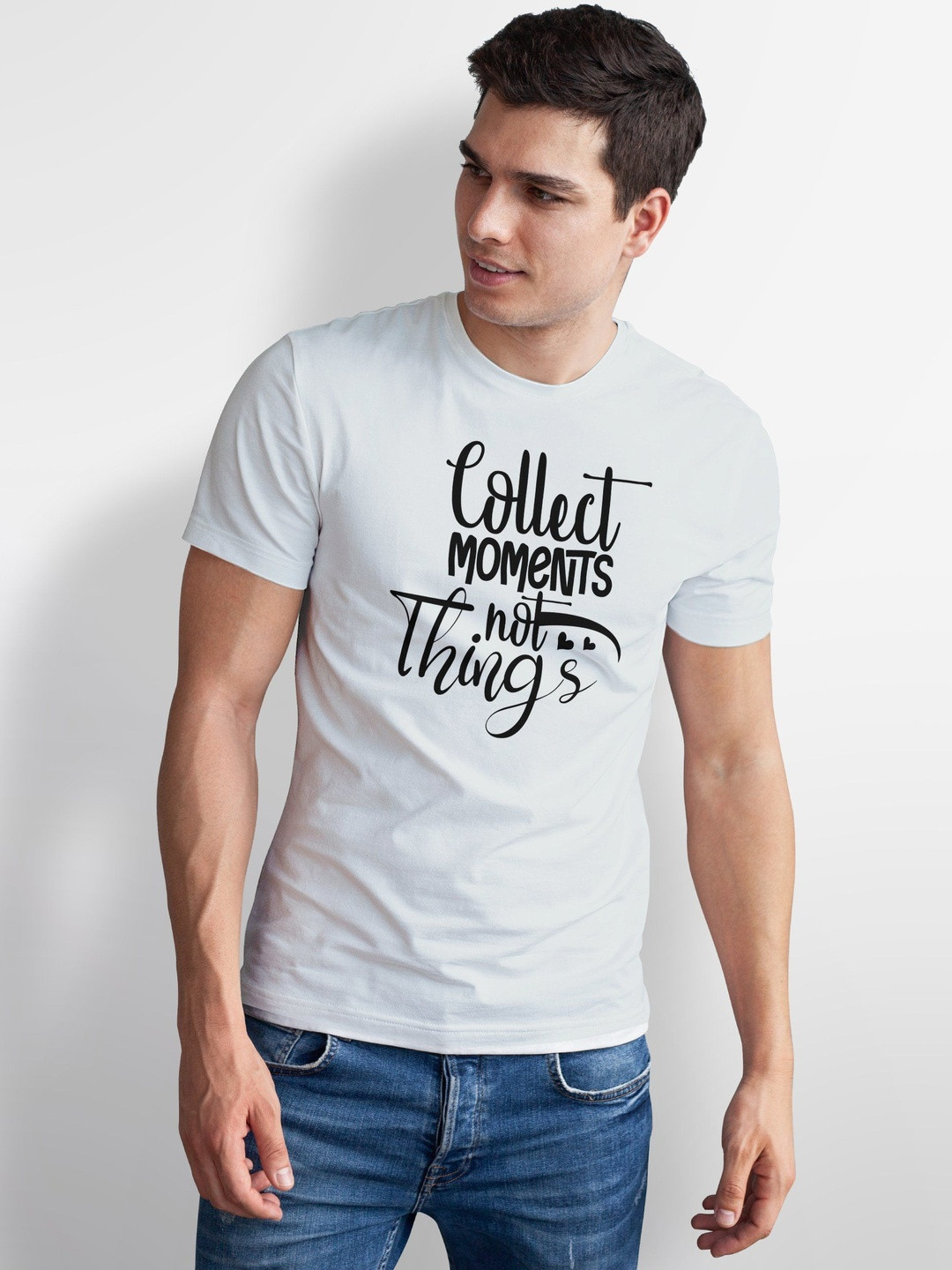 Seekbuylove Men Collect Moments Not Things Printed Round Neck Bio Finish Cotton T-shirt