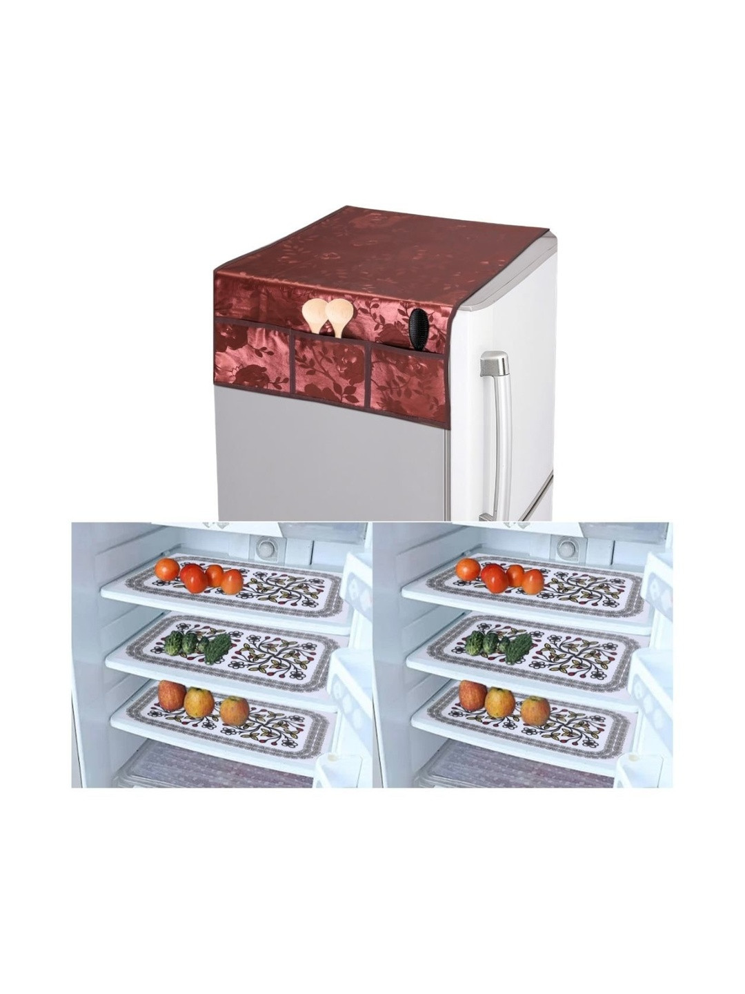 CROSMO Multi Coloured 7 Pieces Printed Refrigerator Covers