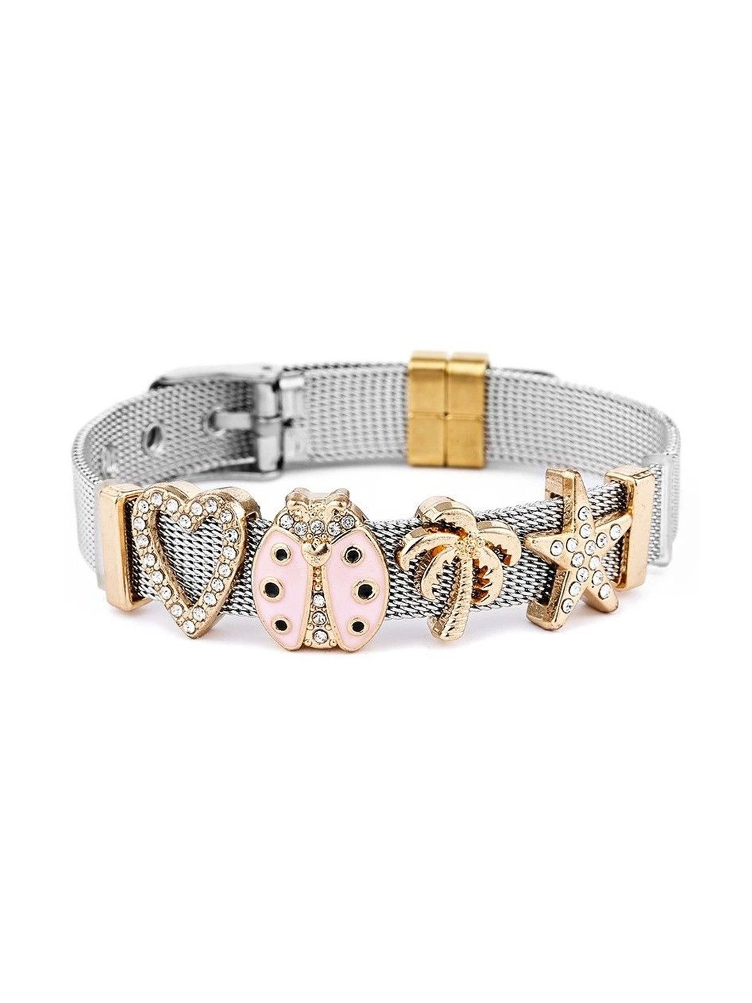 Just Lil Things Women Heart Ladybug Palm Tree & Starfish Charm Bracelet