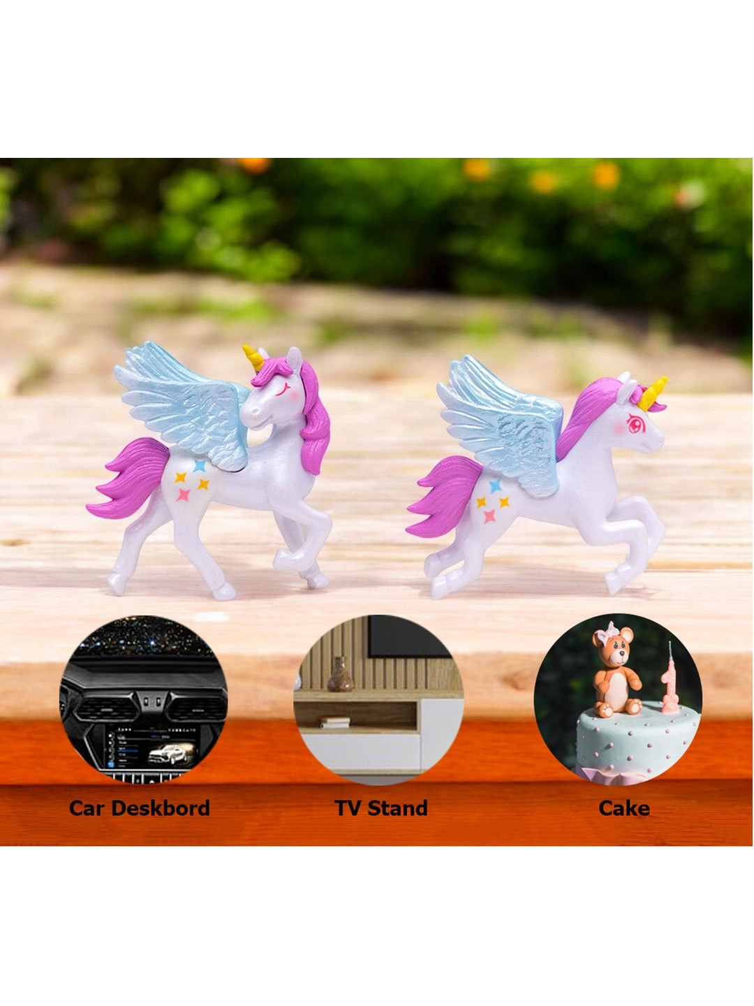 DEALSEVEN FASHION Pack Of 2 Micro Landscape Creative Fantasy Pegasus Unicorn Showpiece