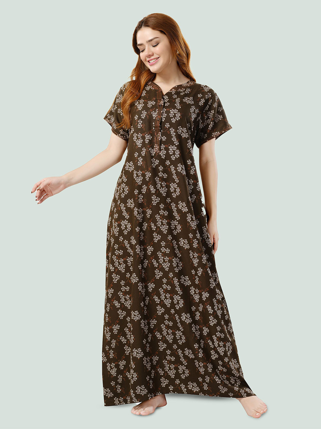 Cloud Soft  Floral Printed Maxi Nightdress