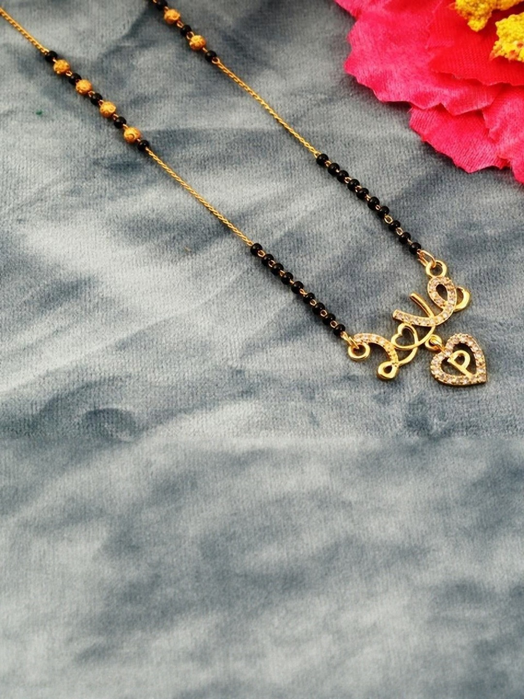 Laksh Enterprise Women Gold-Plated Ethnic Mangalsutra & Finger Ring Set