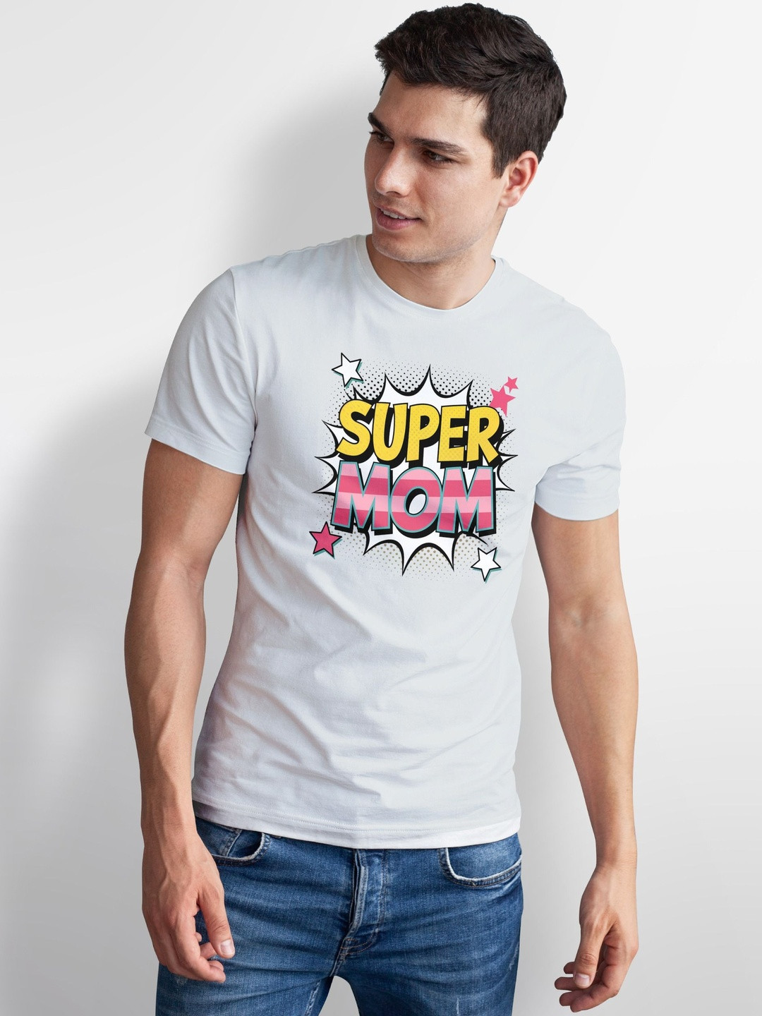 Seekbuylove Men Super Mom Printed Bio Finish Regular Fit T-shirt
