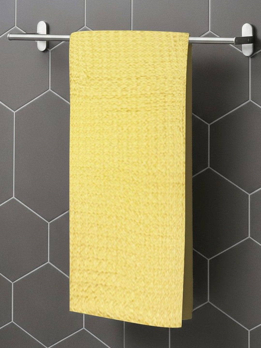 Ackross Yellow Cotton 250 GSM Bath Towel