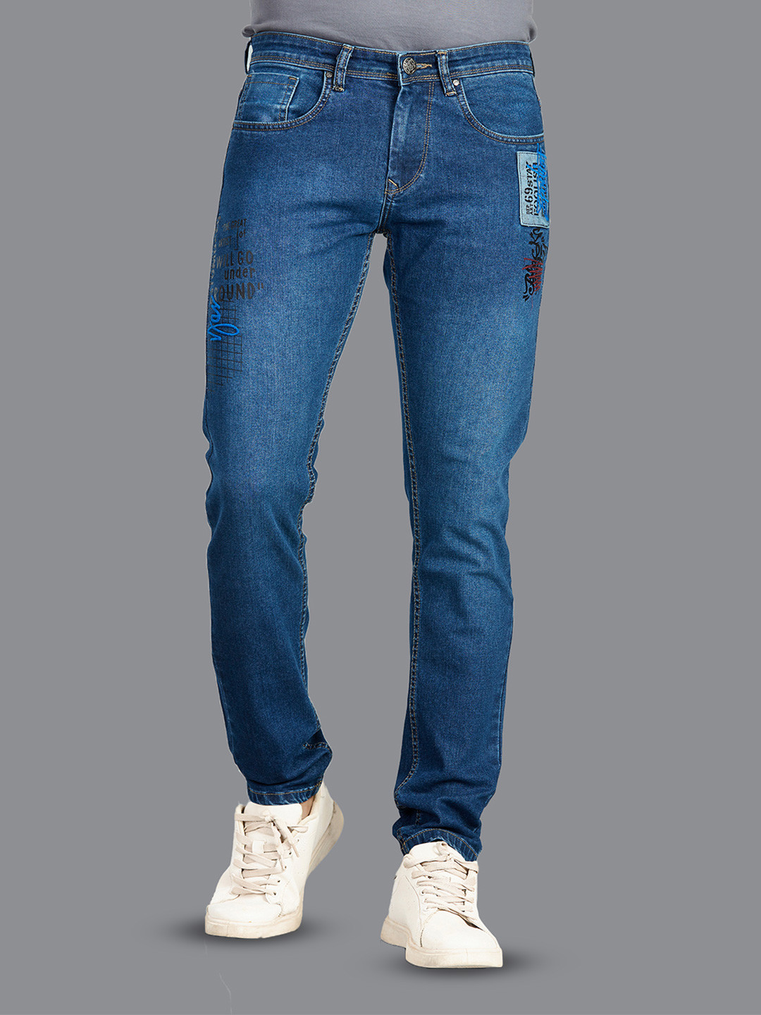 FLYING SHARK Men Slim Fit Low-Rise Light Fade Denim Jean