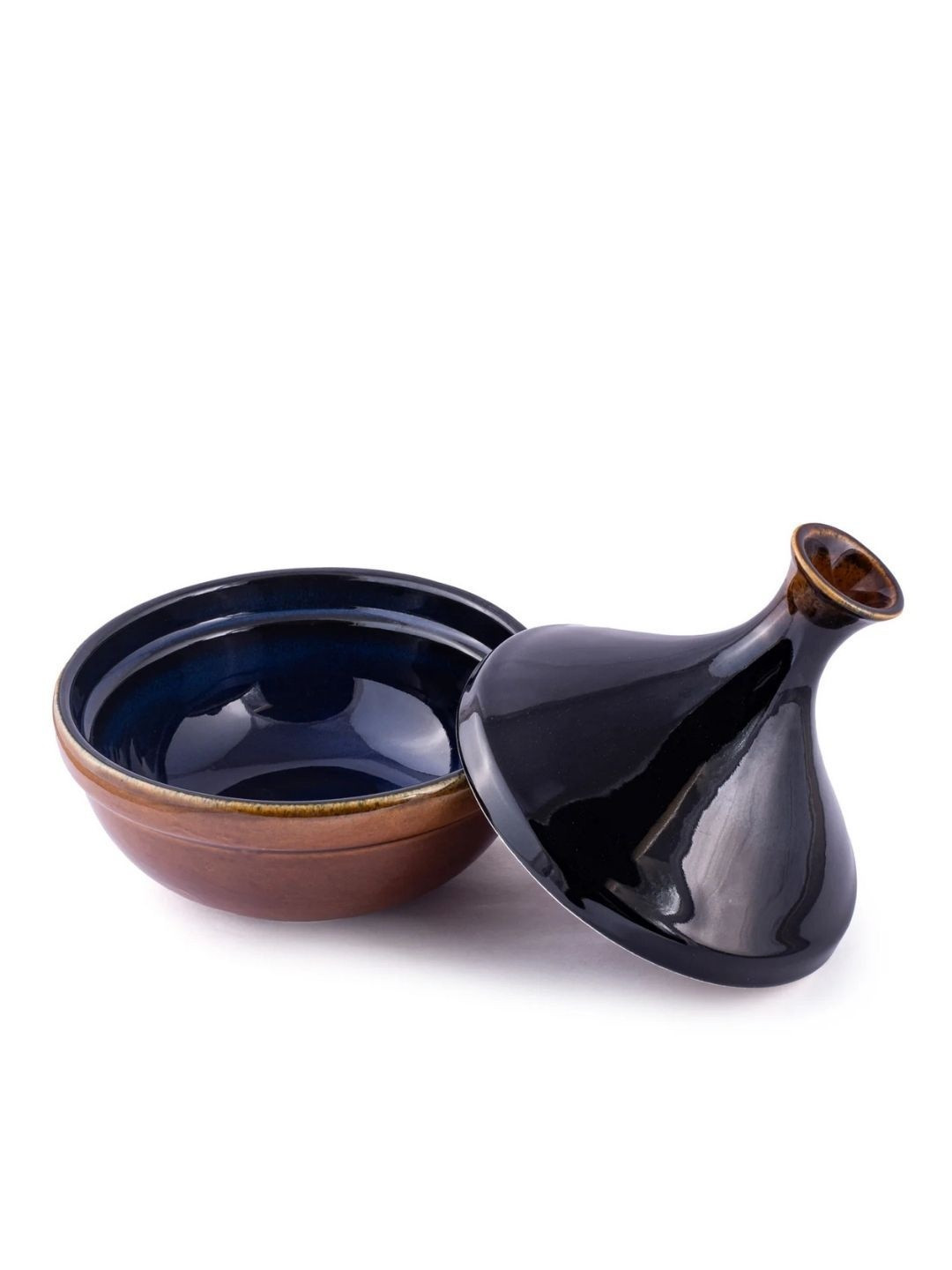 SMOKEY COCKTAIL Black & Brown Bowl Shape Ceramic Food Platter