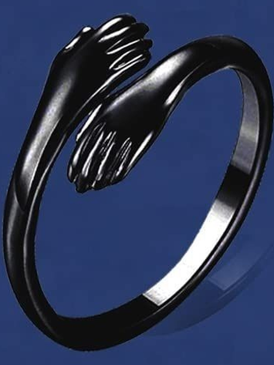 J.S ENTERPRISES Unisex Set of 2 Stainless Steel Hug Design Finger Ring