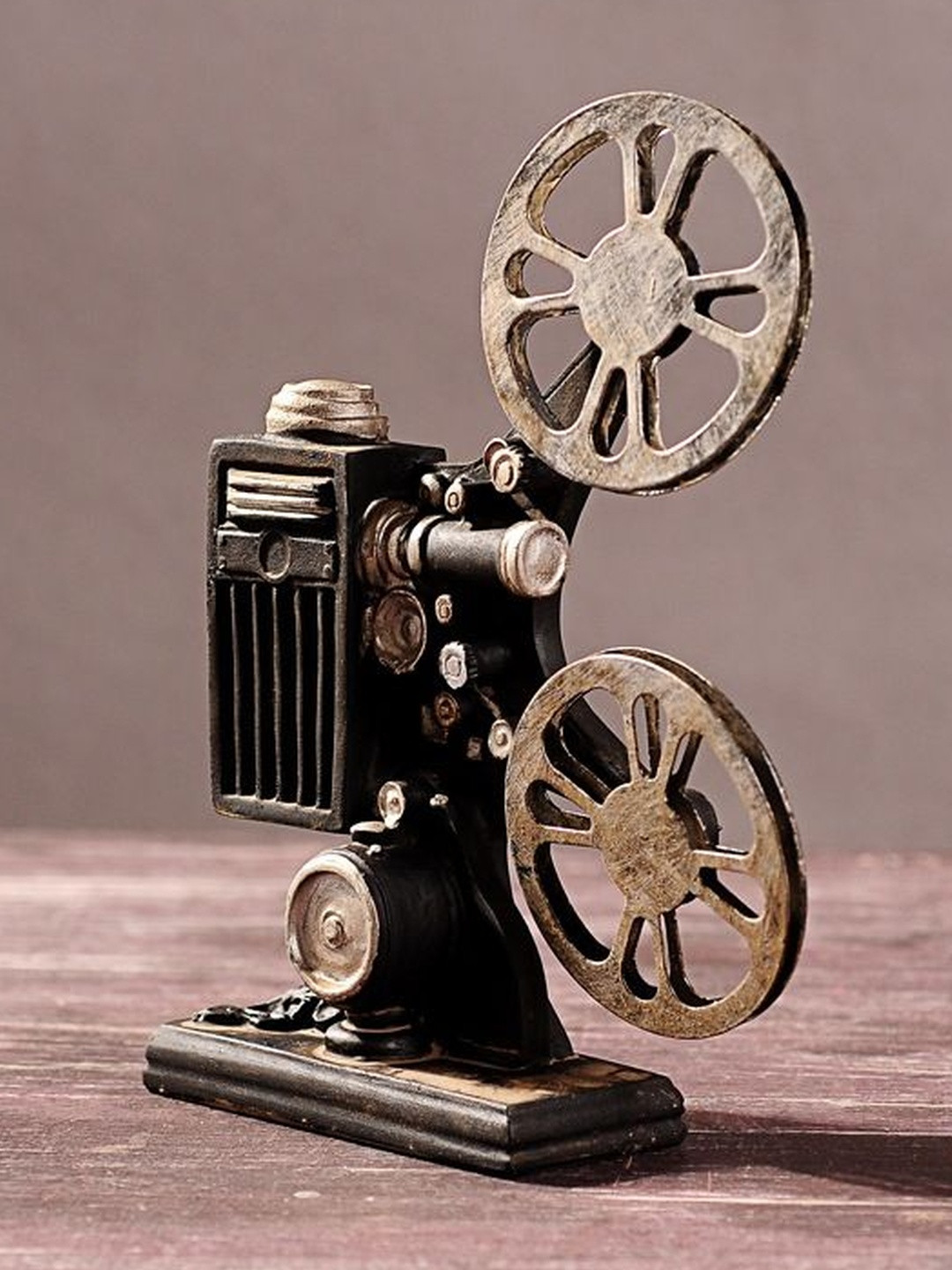 DEALSEVEN FASHION Black & Silver Toned Mini Retro Vintage Movie Projector Showpiece