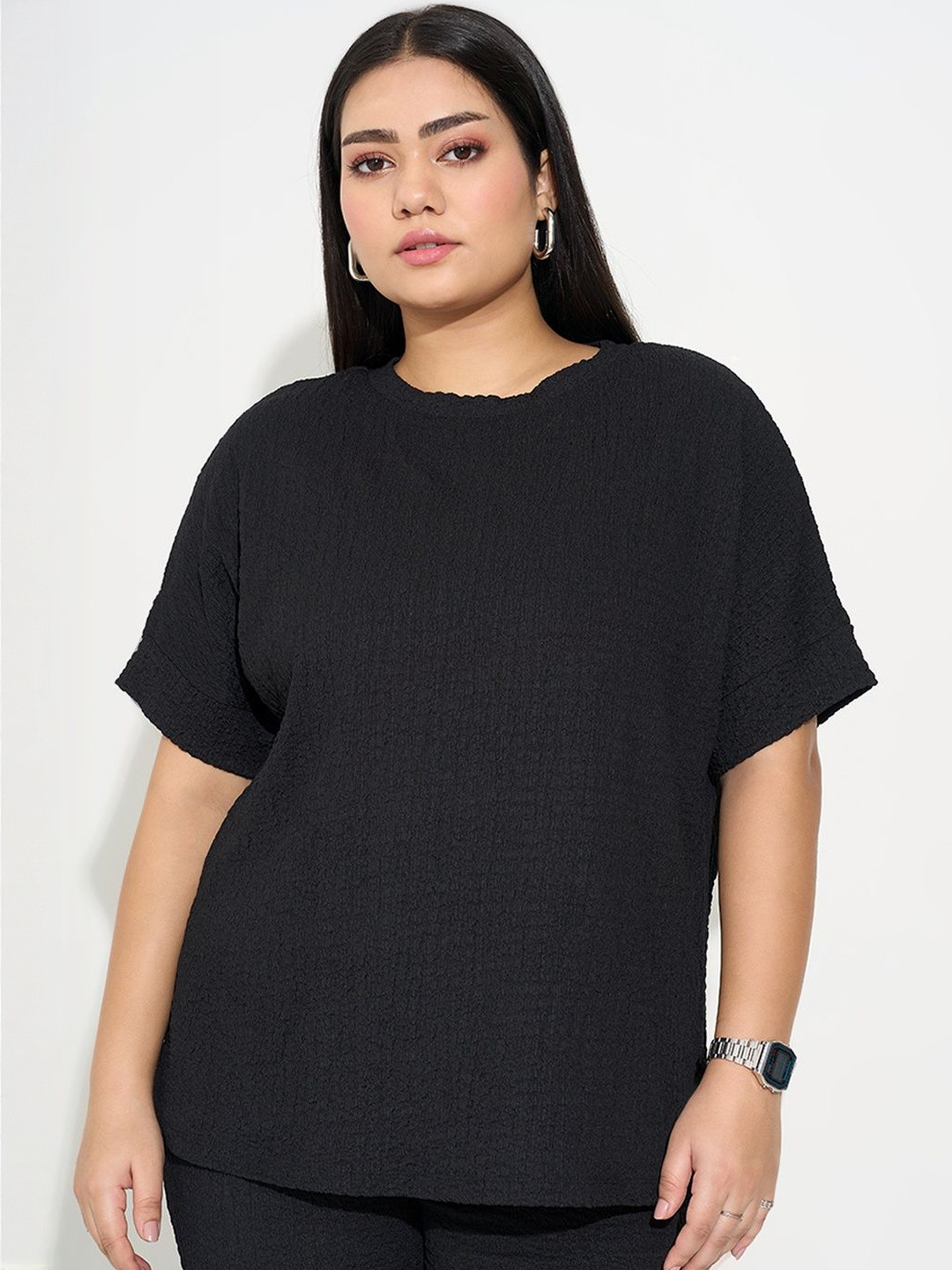 Honey Curvytude by Pantaloons Women Cotton Textured Top