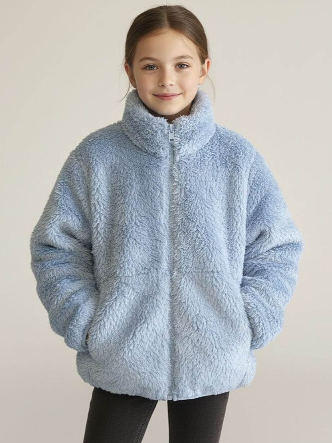 Alan Jones Girls Mock Collar Long Sleeves Tailored Jacket