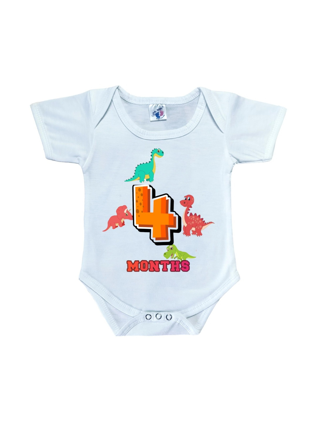 Cute Pals Infants Monthly Milestone Four Month Birthday Printed Cotton Bodysuit