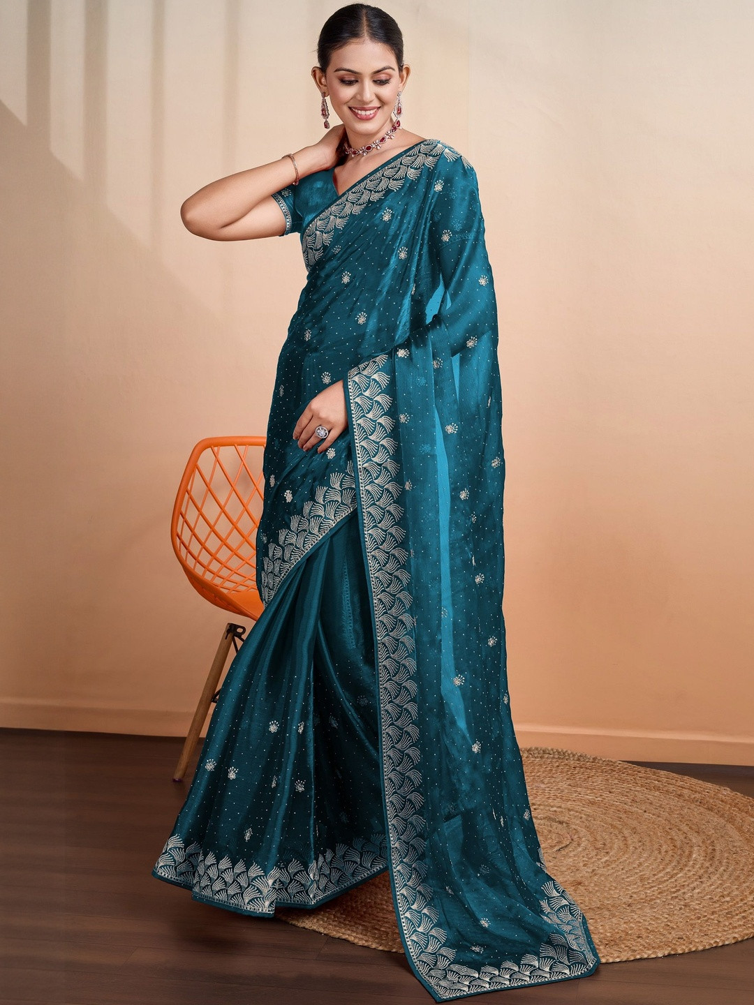Smart Stree Woven Design Zari Organza Heavy Work Kanjeevaram Saree