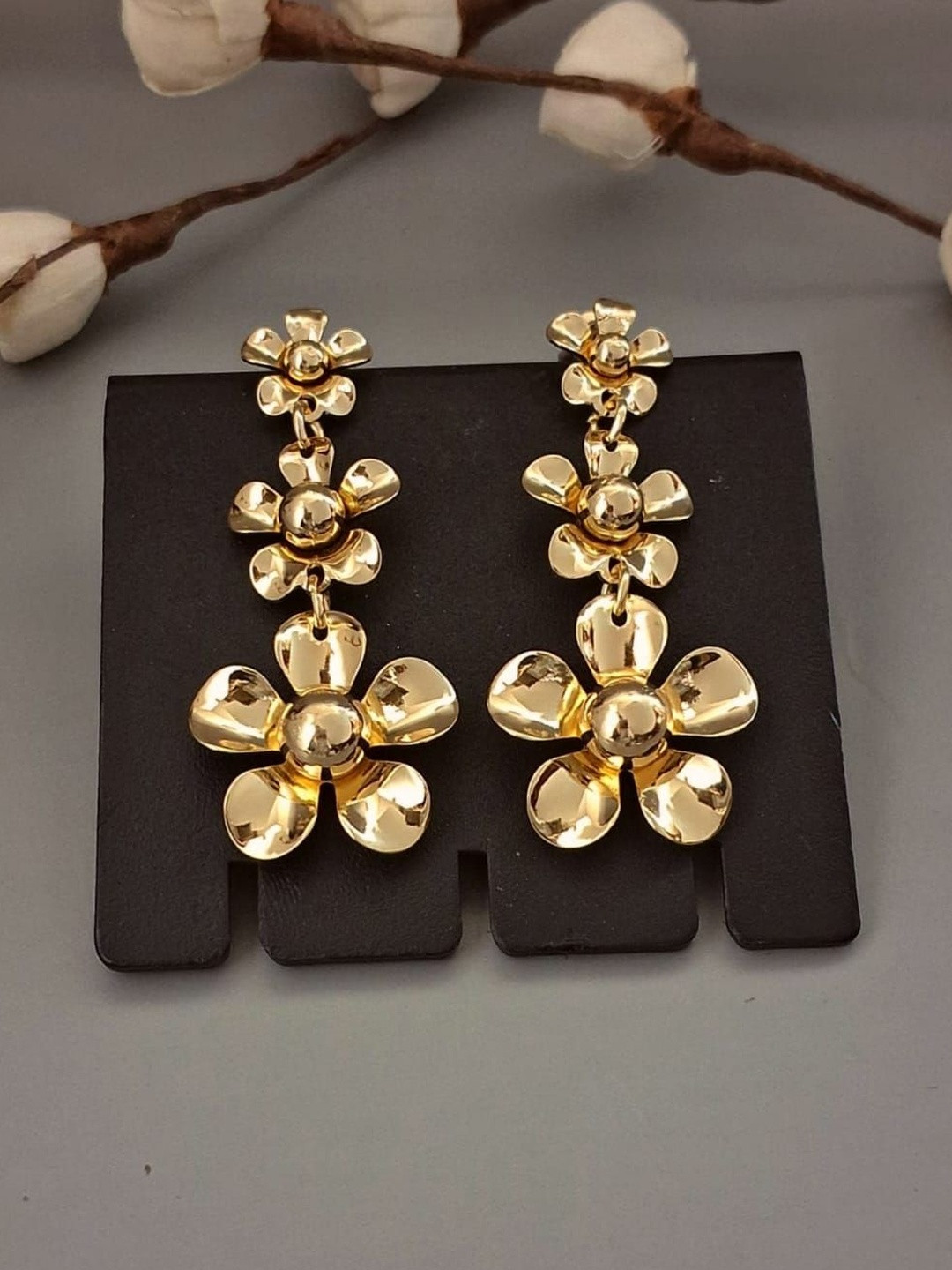 Zevarly Women Floral Drop Earrings With thick gold plating