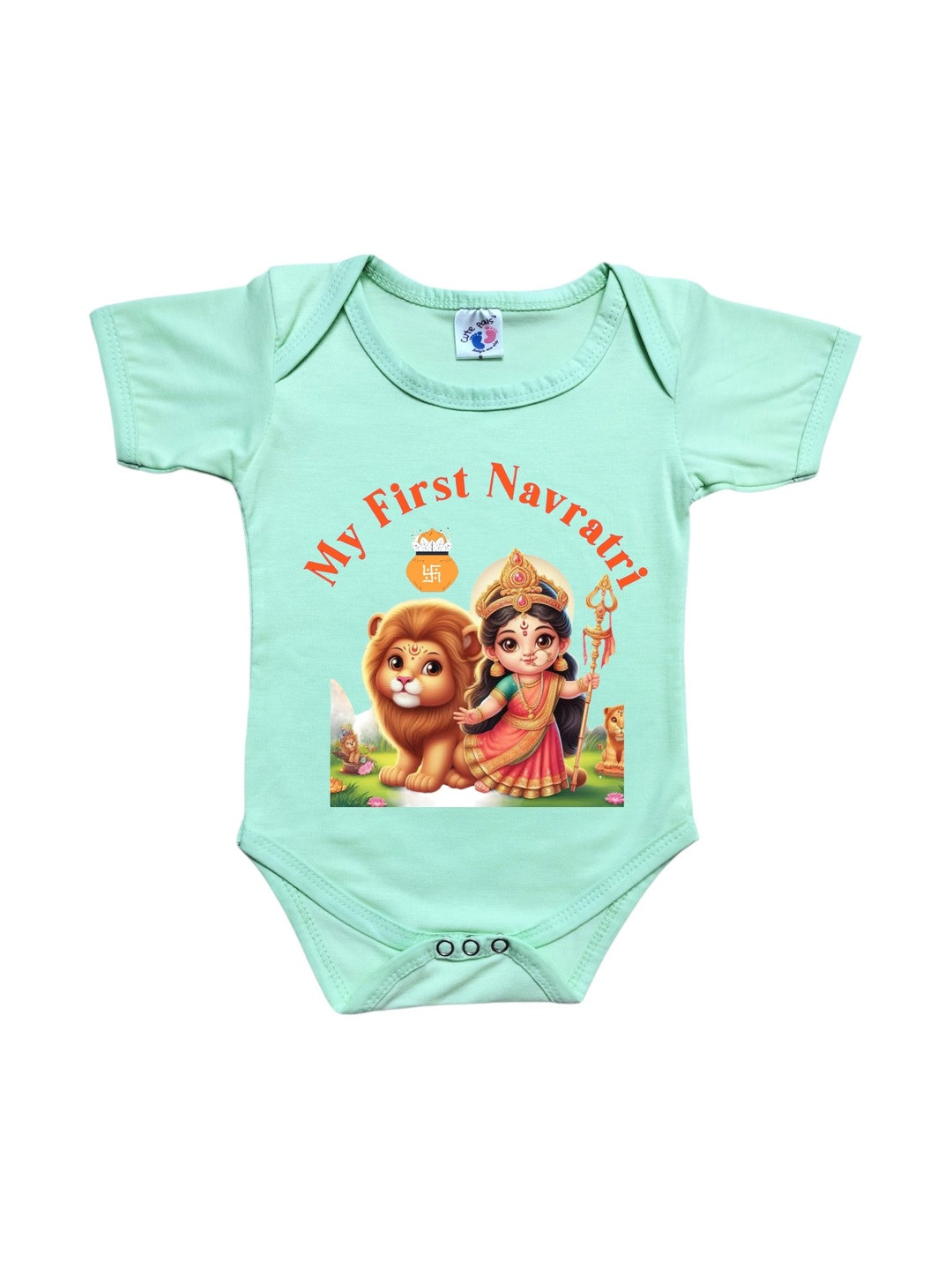 Cute Pals Infants My First Navratri Durga Puja Printed Cotton Envelope Neck Bodysuit