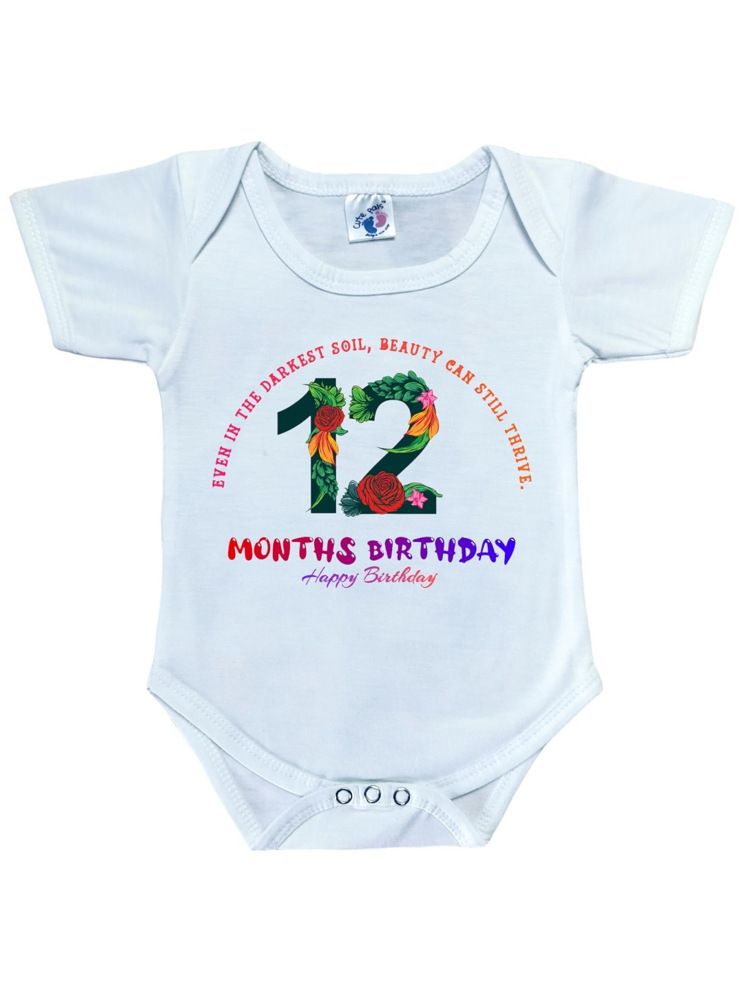 Cute Pals Infants Kids Milestone 1 Year Birthday Cotton Printed Envelope Neck Bodysuit
