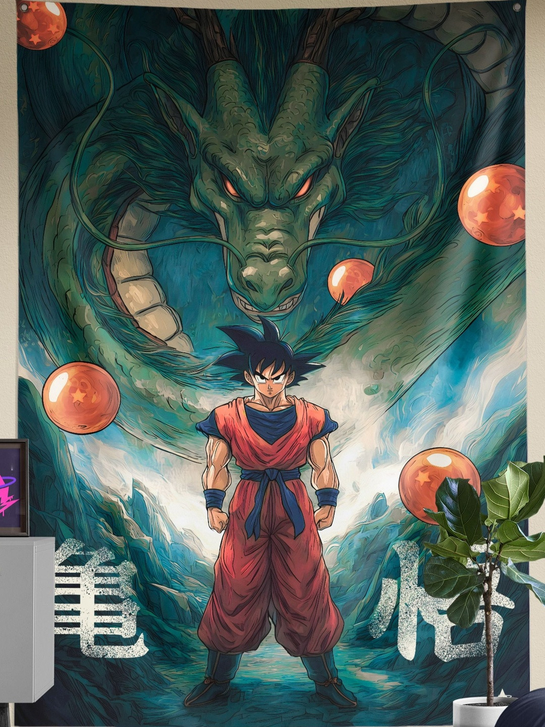 COMICSENSE Blue & Green Dragon Ball Z Anime Warrior Printed Wall Hanging Tapestry