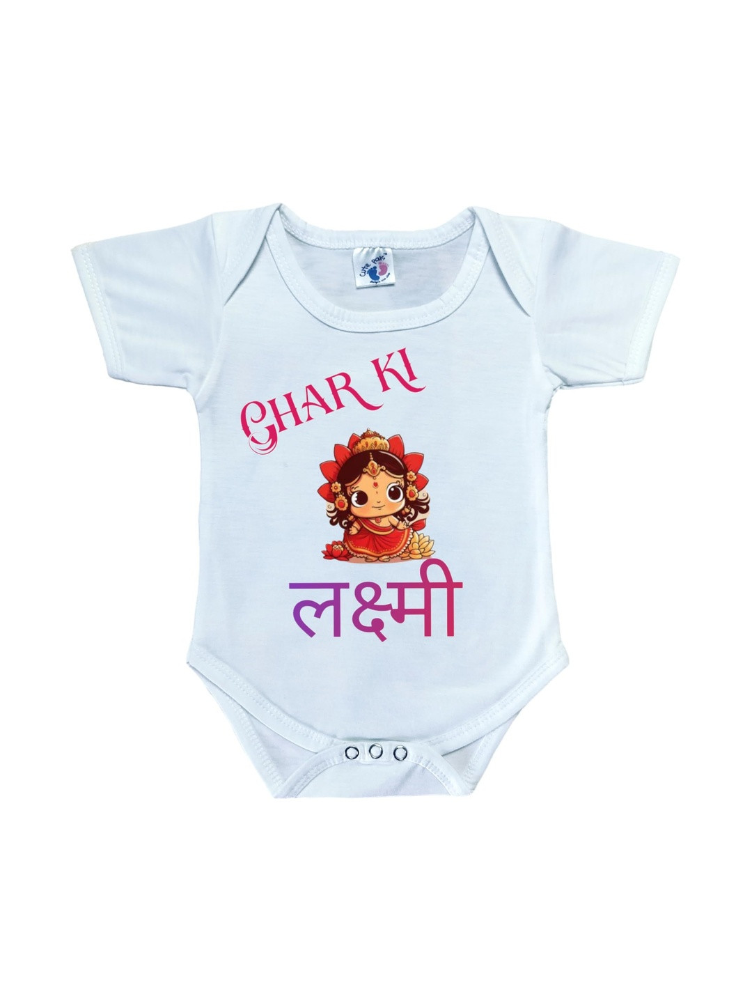 Cute Pals Infants My First Lakshmi Puja Ghar Ki Laxmi Printed Cotton Bodysuit