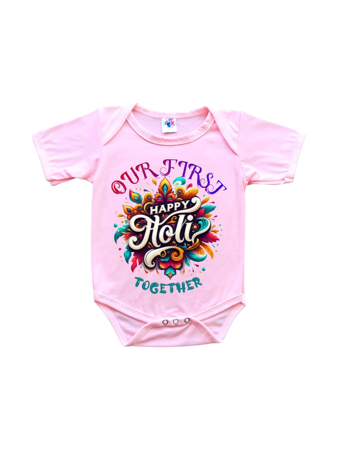 Cute Pals Kids My First Holi Together Printed Cotton Bodysuit