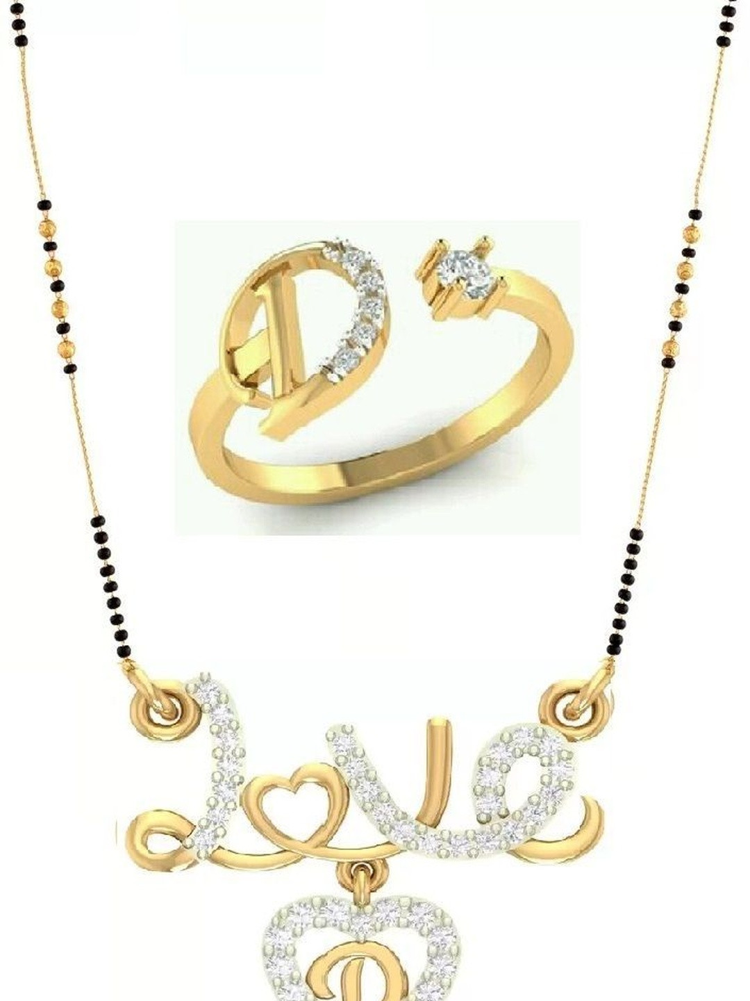 Laksh Enterprise Artificial Stones Studded Amd Beaded Mangalsutra & Finger Ring