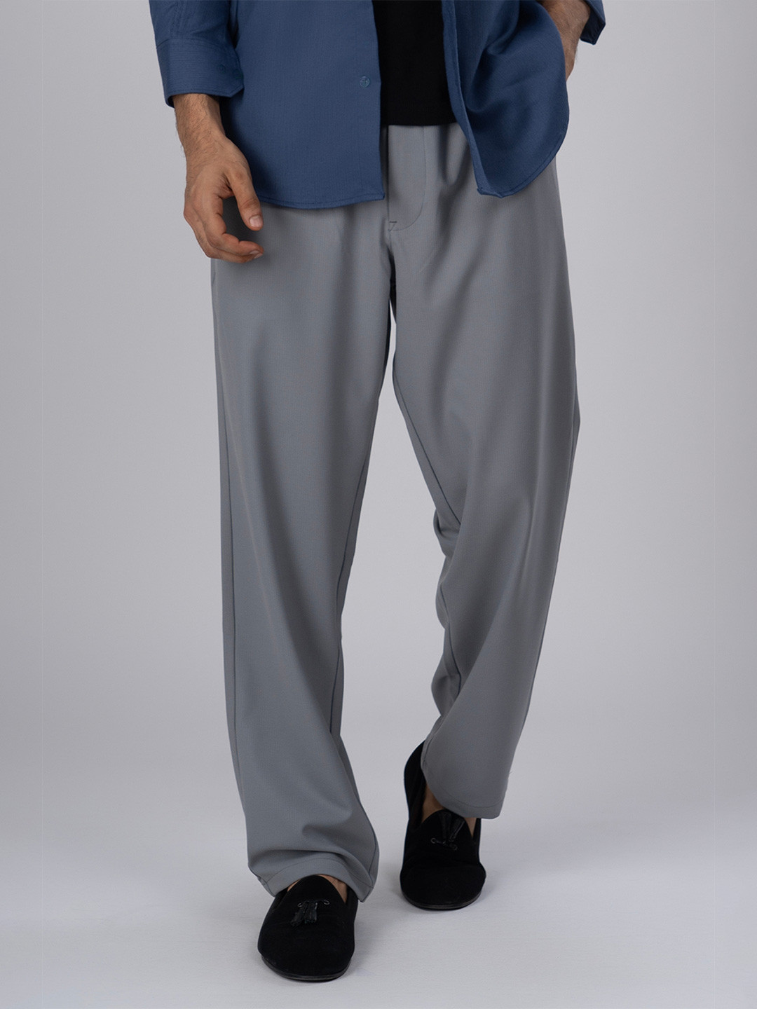 Tailoraedge Men Relaxed High-Rise Wrinkle Free Easy Iron Flexiwaist  Trousers