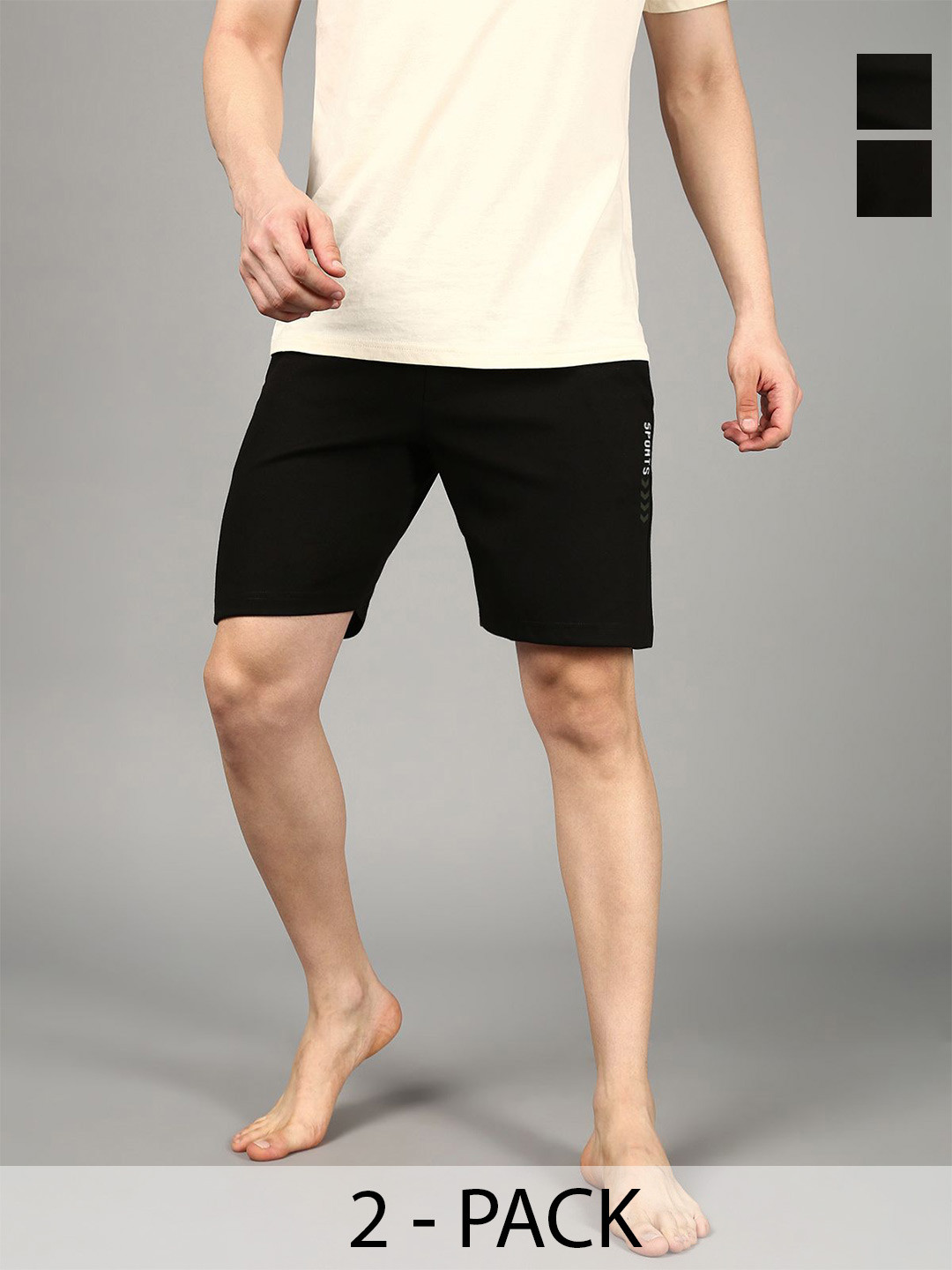 The Roadster Lifestyle Co Men Pack Of 2 Regular Fit Mid-Rise Casual Sinker Lounge Shorts
