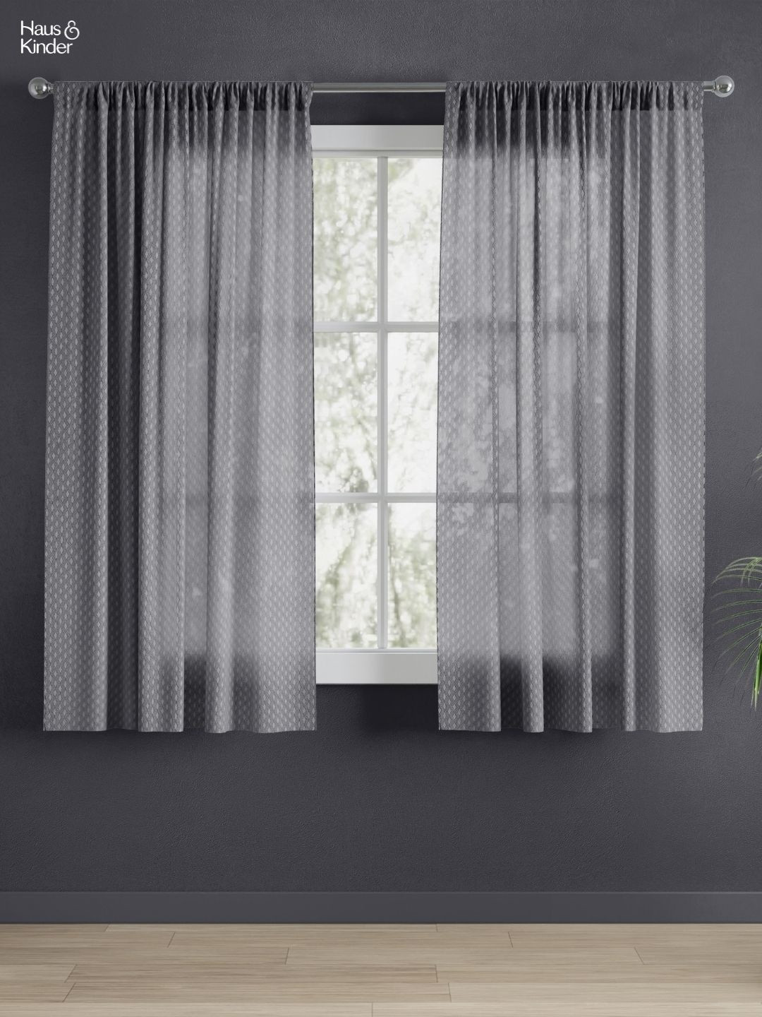 haus & kinder Signature Silver Ripple Grey Pack of 2 Jacquard Sheer Window Curtains
