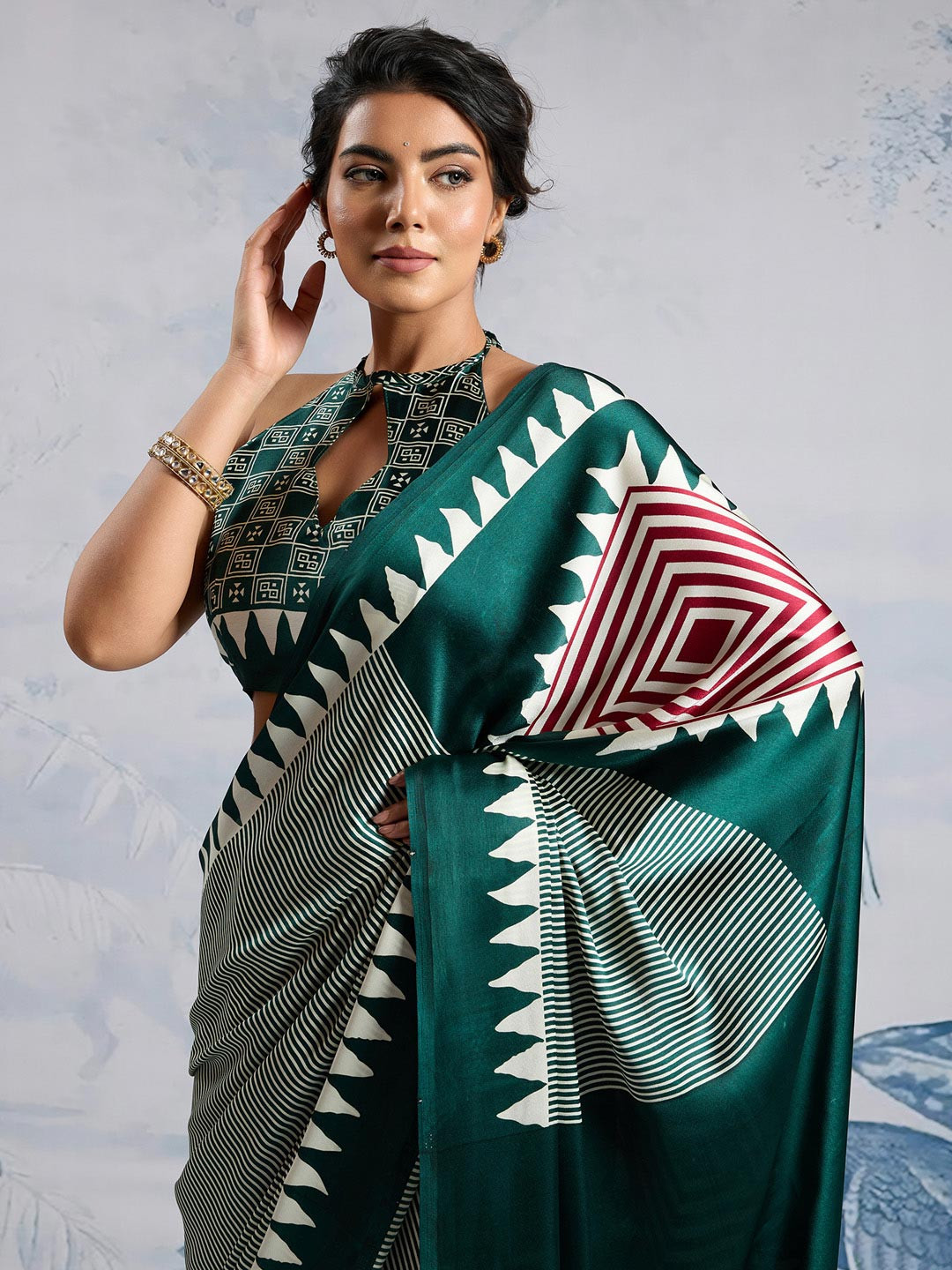 Anouk Rustic Printed Banarasi Saree