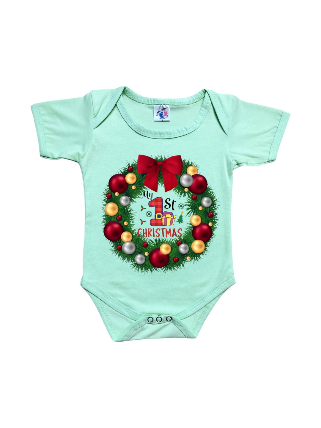 Cute Pals Infants My First Merry Christmas Santa Claus Printed Bodysuit