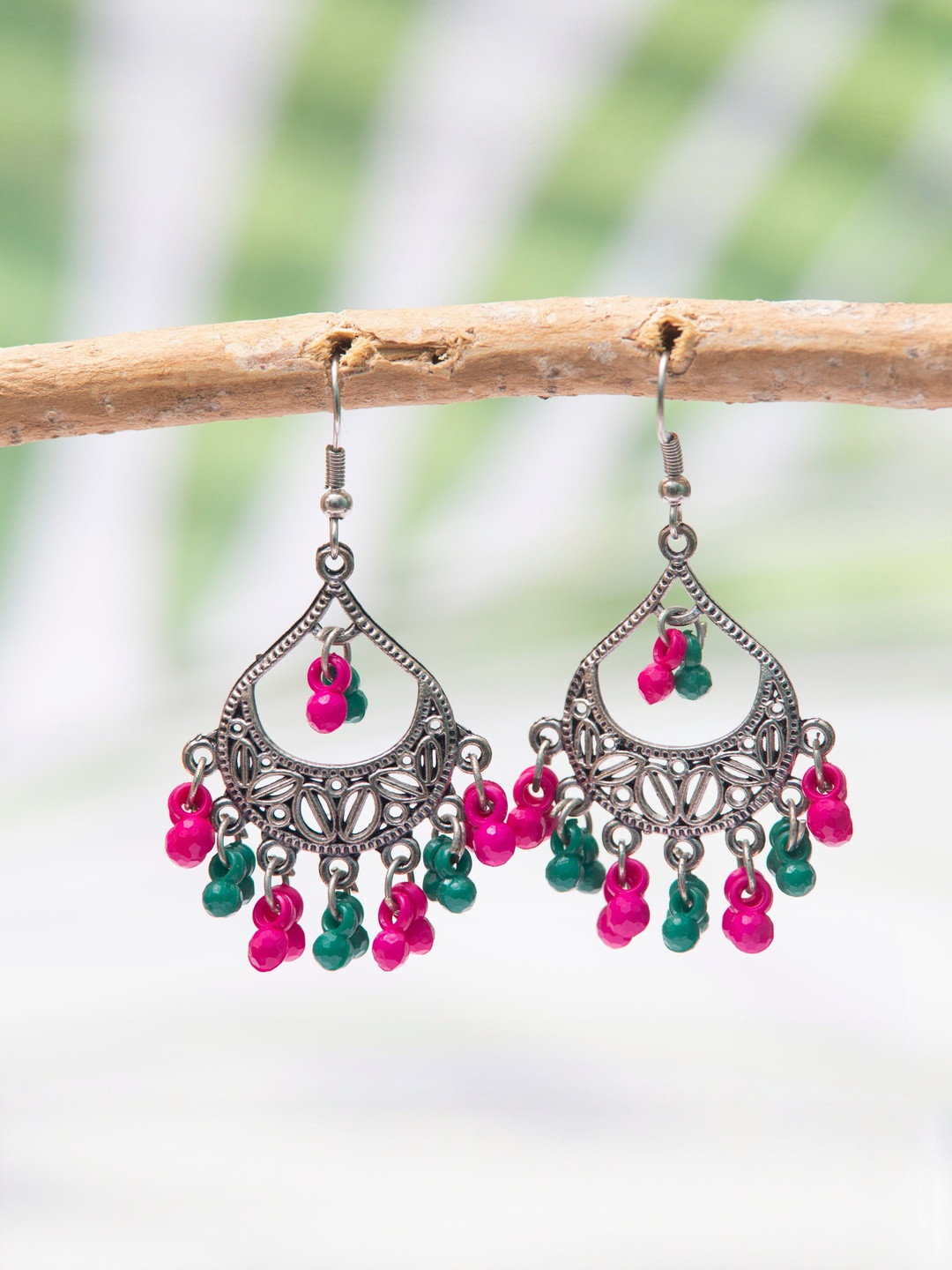 Creative Frogs Women Set Of 2 Frogs Geometric Oxidised Drop Earrings