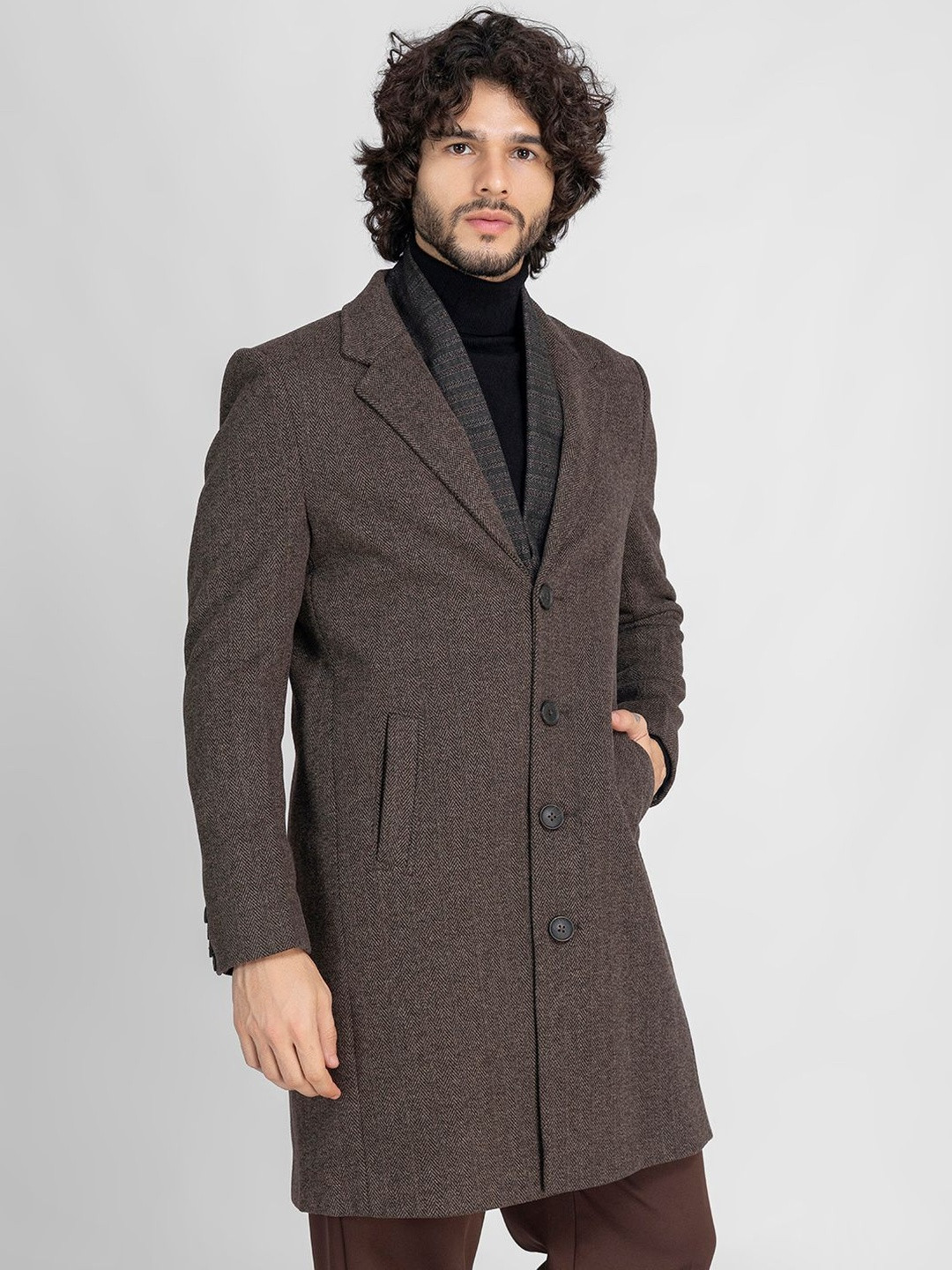 LURE URBAN Notched Lapel Collar Single-Breasted Overcoat