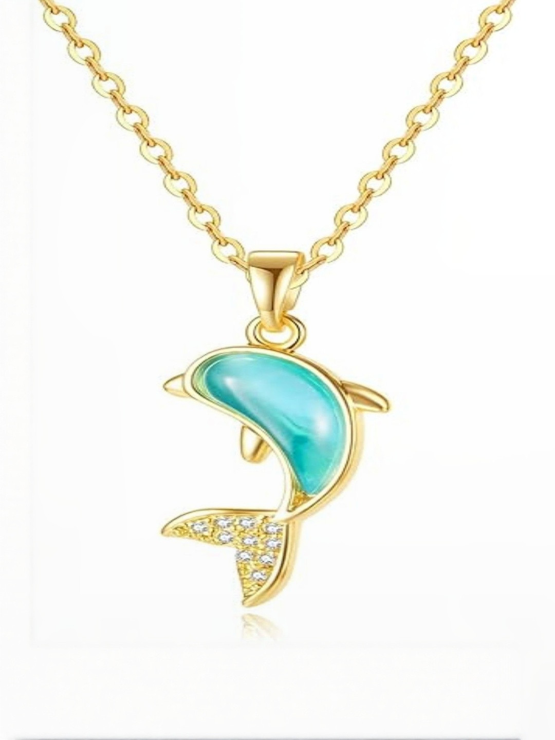ARISTAL Jewellery Gold-Plated Dolphin Enamelled Pendant
