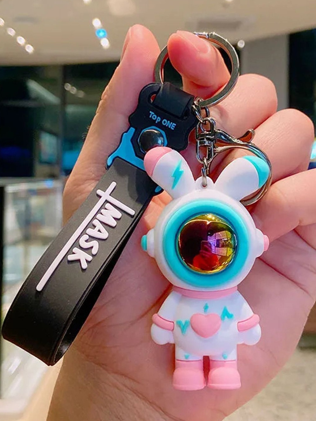 DEALSEVEN FASHION 3D Rabbit Key Chain With Silicone Belt