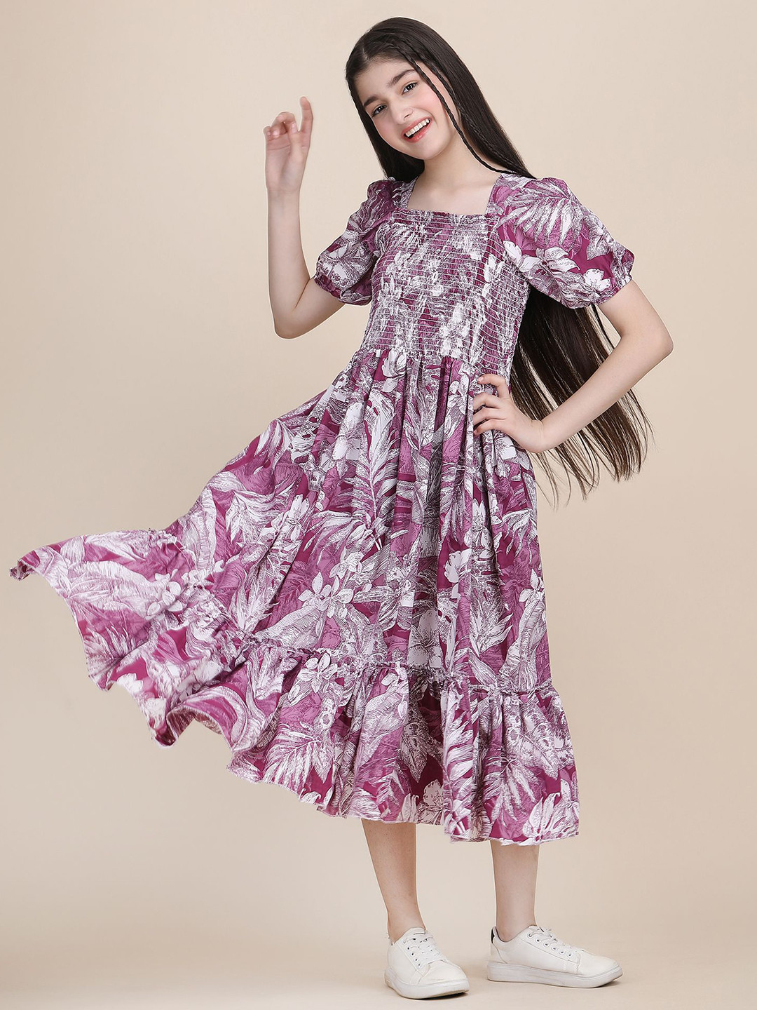 PTVIZE Girls Polyester Fit and Flare Dress