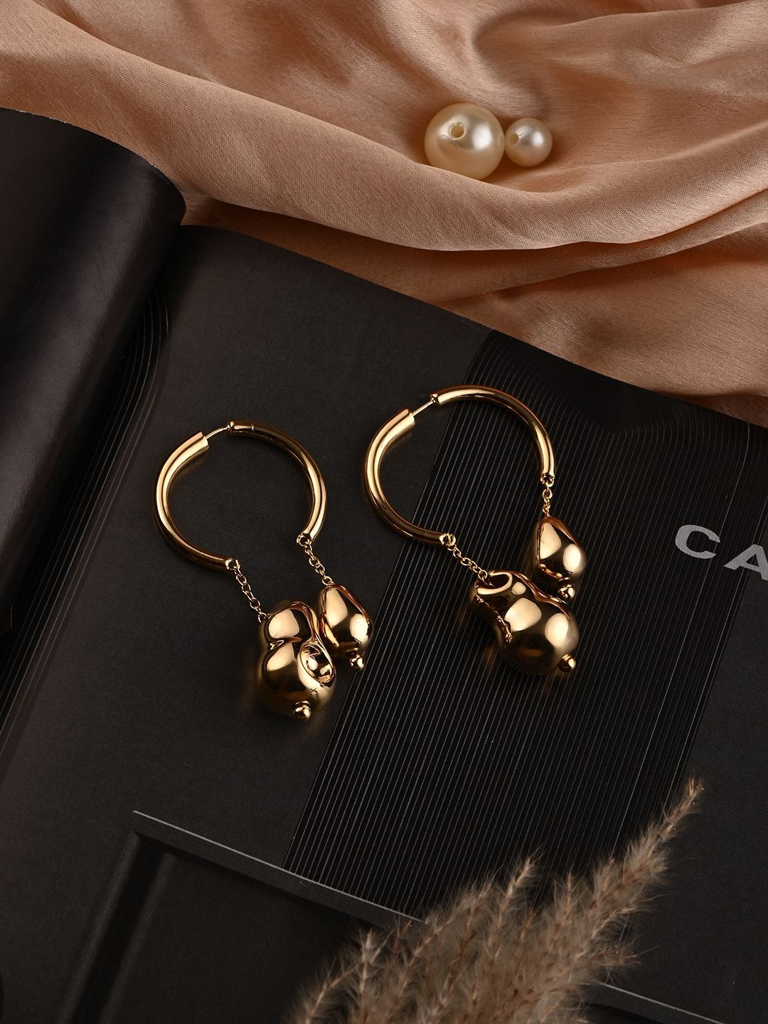 PATOLA BY VJ NTI TARSNISH GOLD PLATED Quirky Hoop Earrings
