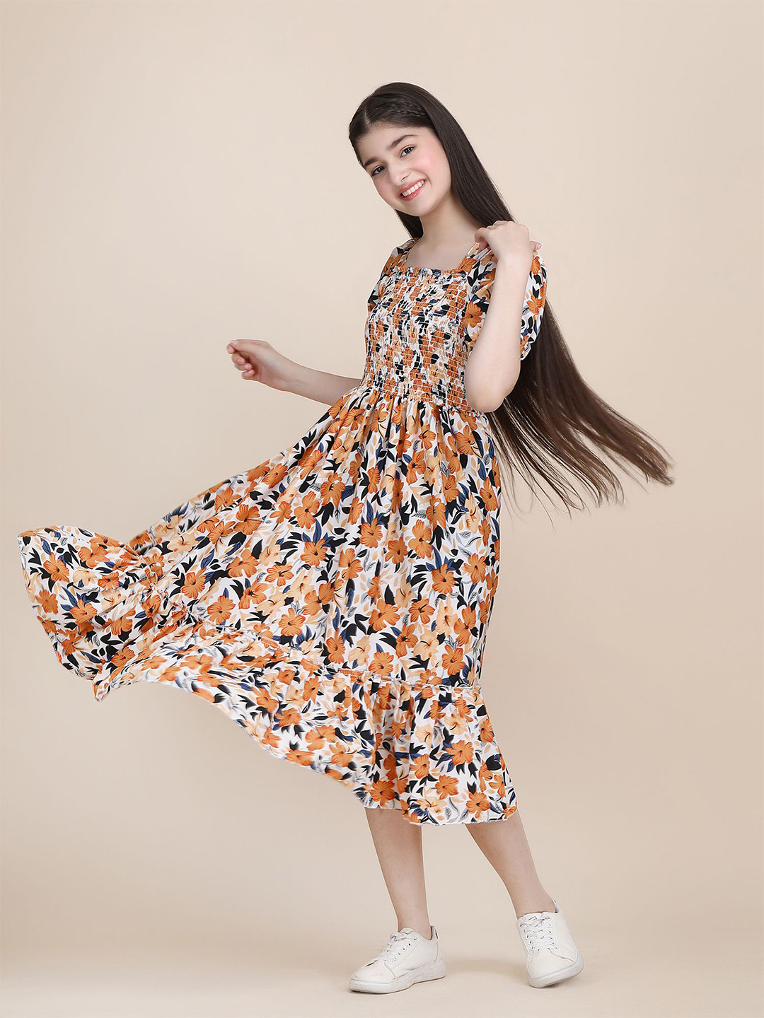 PTVIZE Girls Polyester Fit and Flare Dress