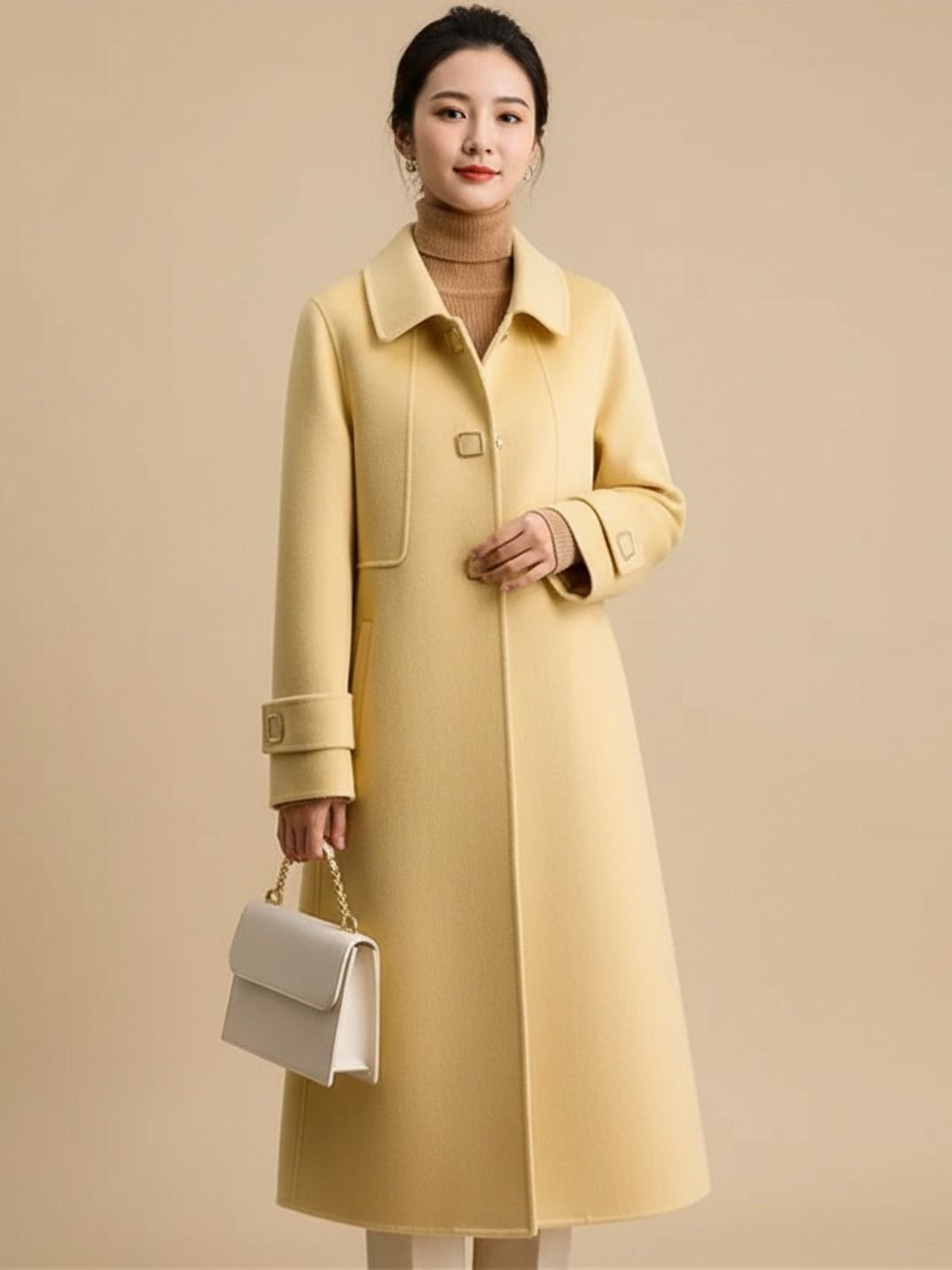 TRENBEE Women Spread Collar Wool Betty Trench Coats